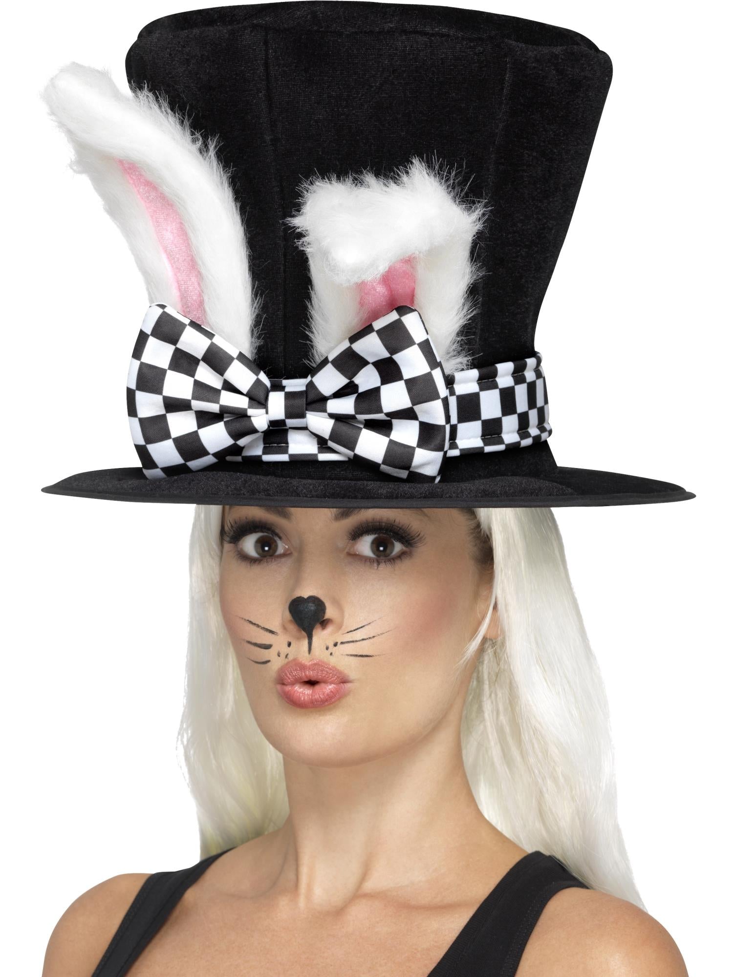 Tea Party March Hare Top Hat, Black & White