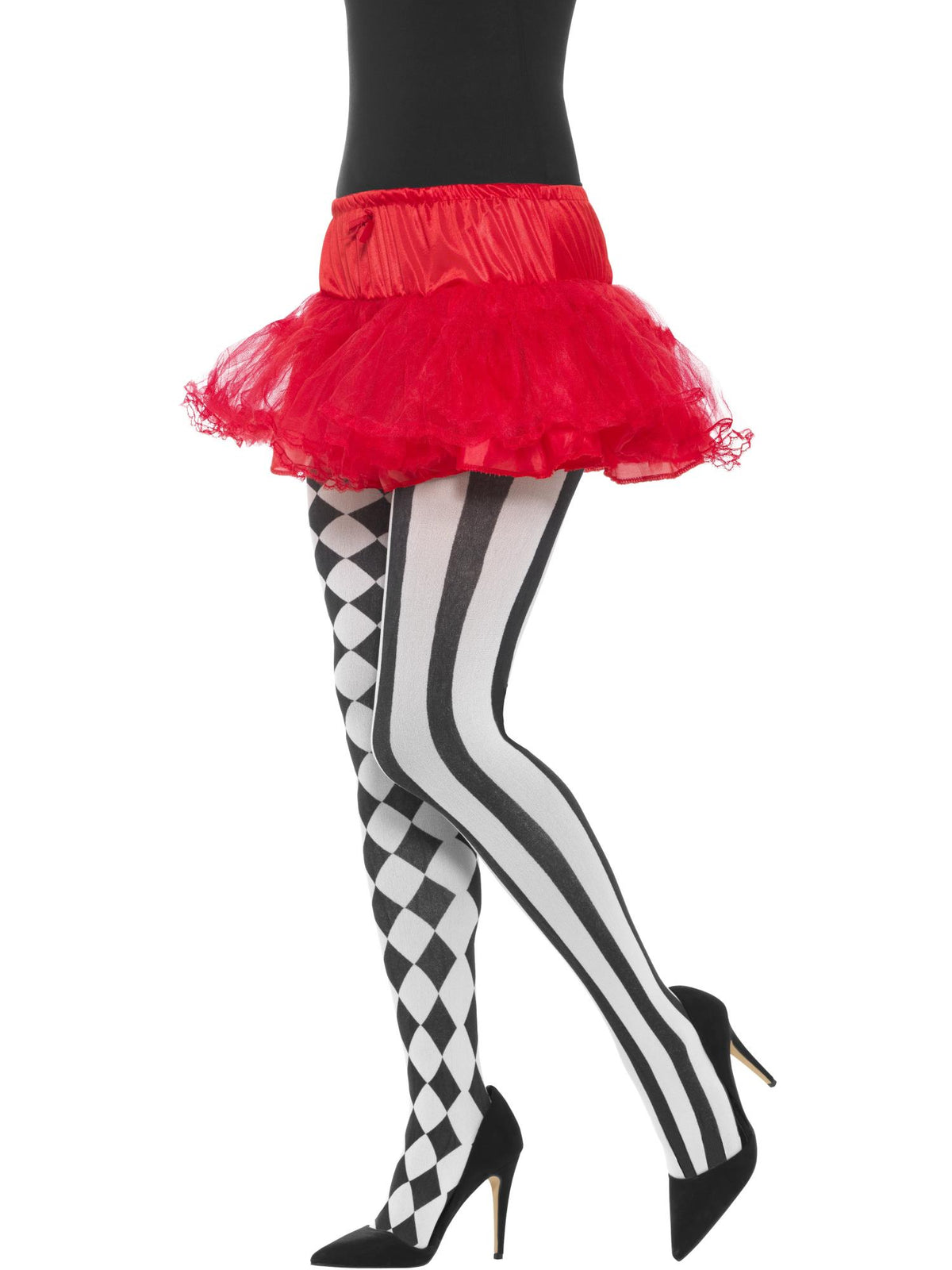 Harlequin Tights, White & Black