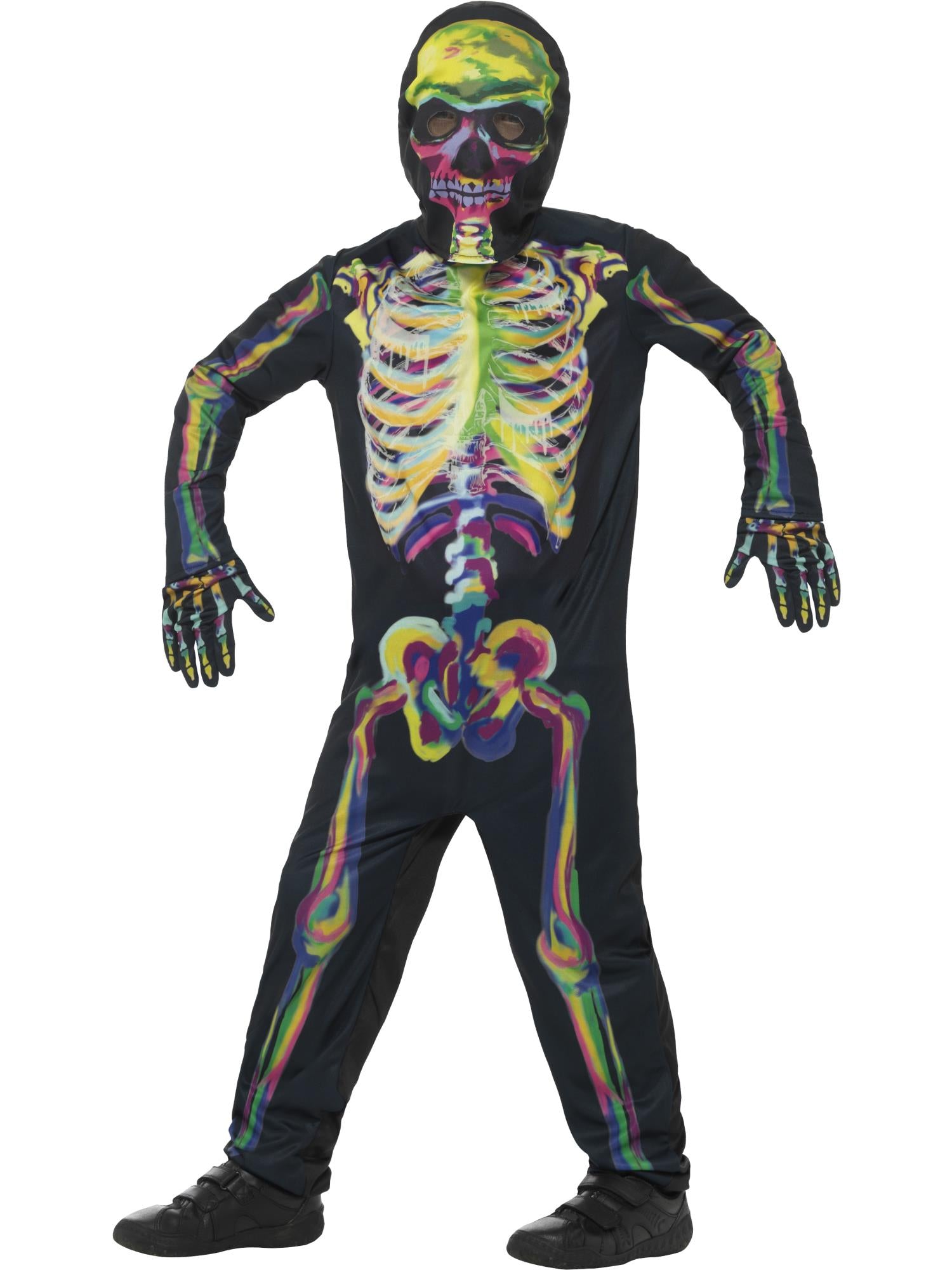Glow in the Dark Skeleton Costume, Multi-Coloured