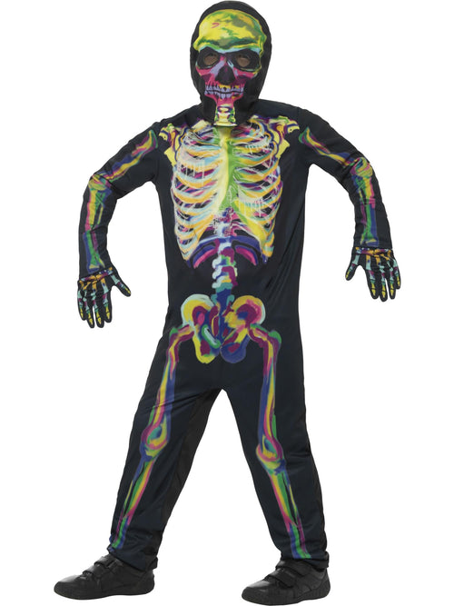 Glow in the Dark Skeleton Costume, Multi-Coloured