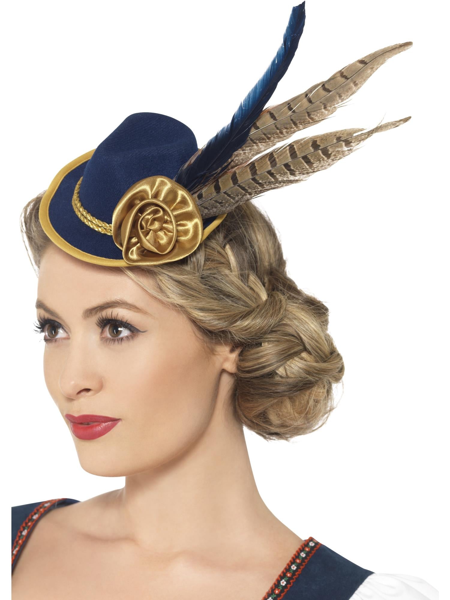 Authentic Bavarian Festival Mini Hat, Blue