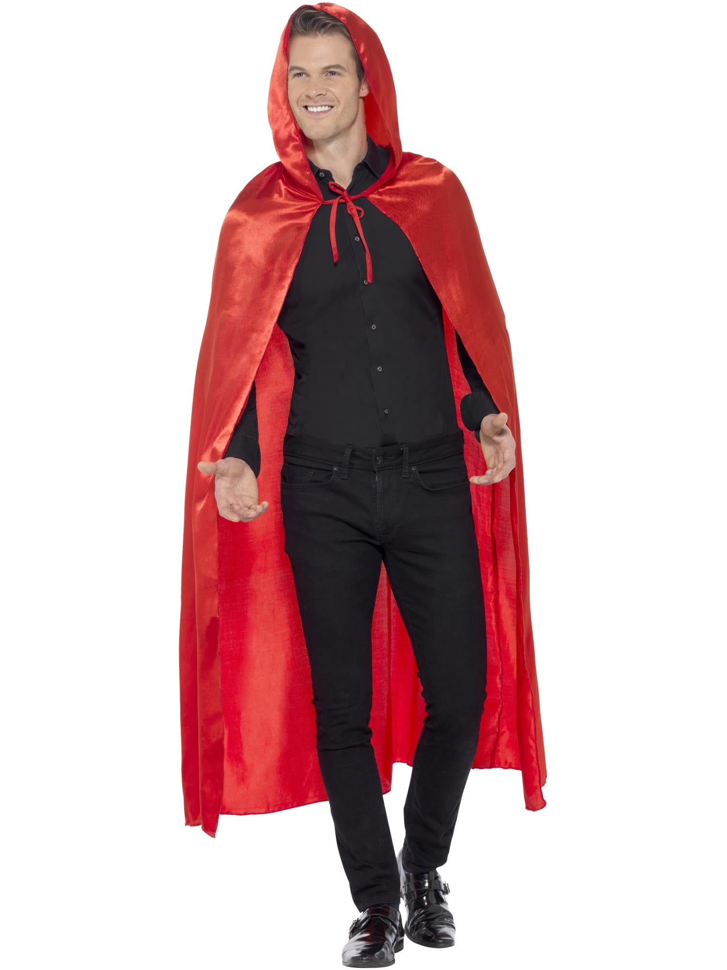Satin Hooded Cape, Red
