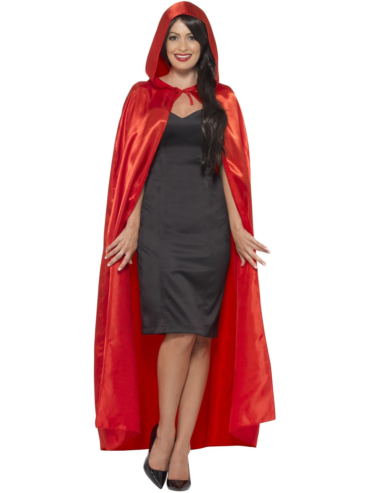 Satin Hooded Cape, Red
