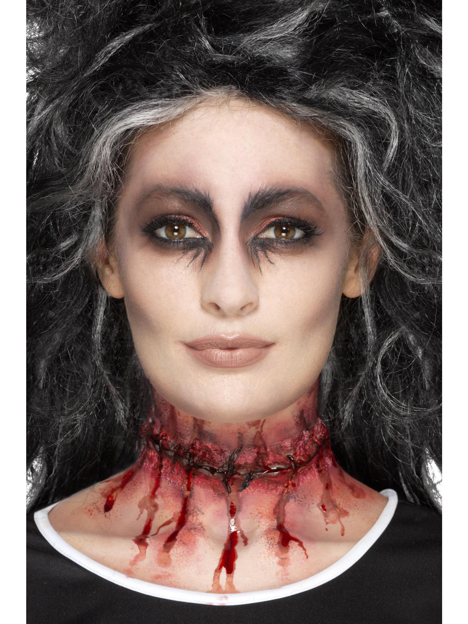 Smiffys Make-Up FX, Latex-Hals mit Nähten, rot