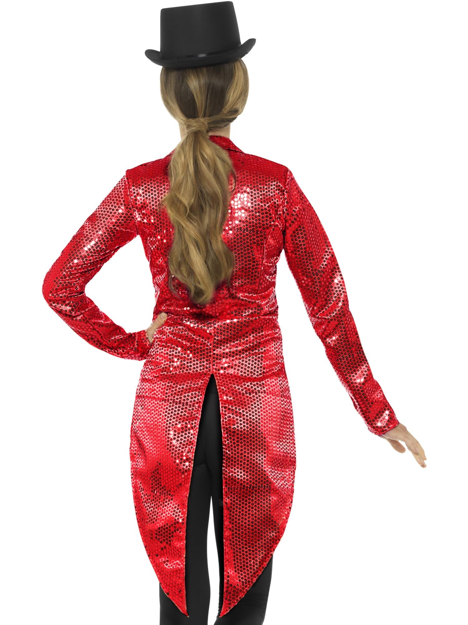 Jacke im Frackstil mit Pailletten, Damen, rot