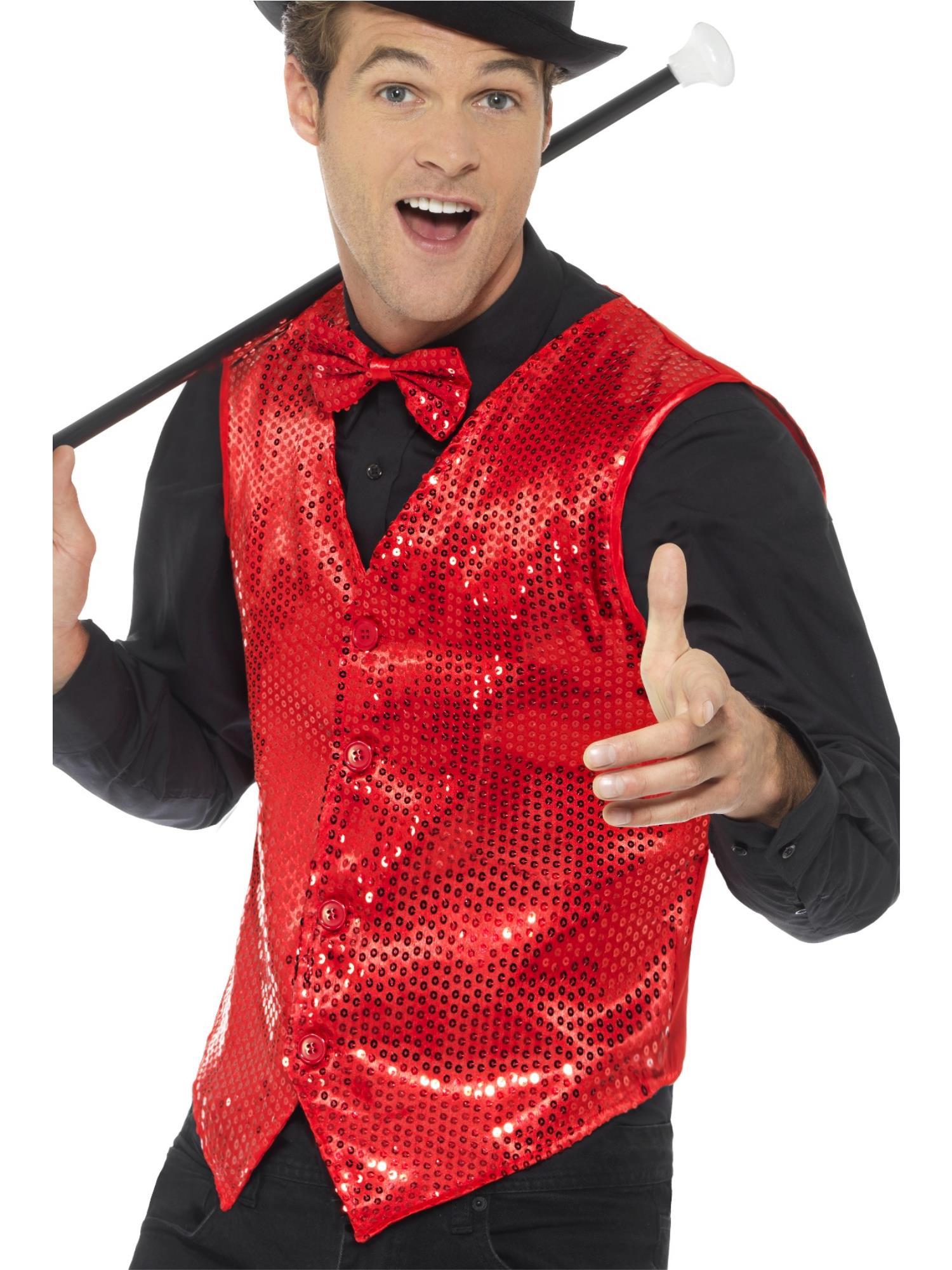 Vest met pailletten, rood