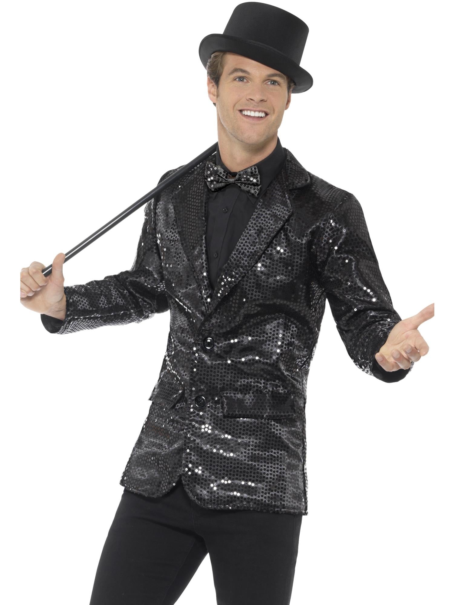 Paillettenjacke, Herren, Schwarz