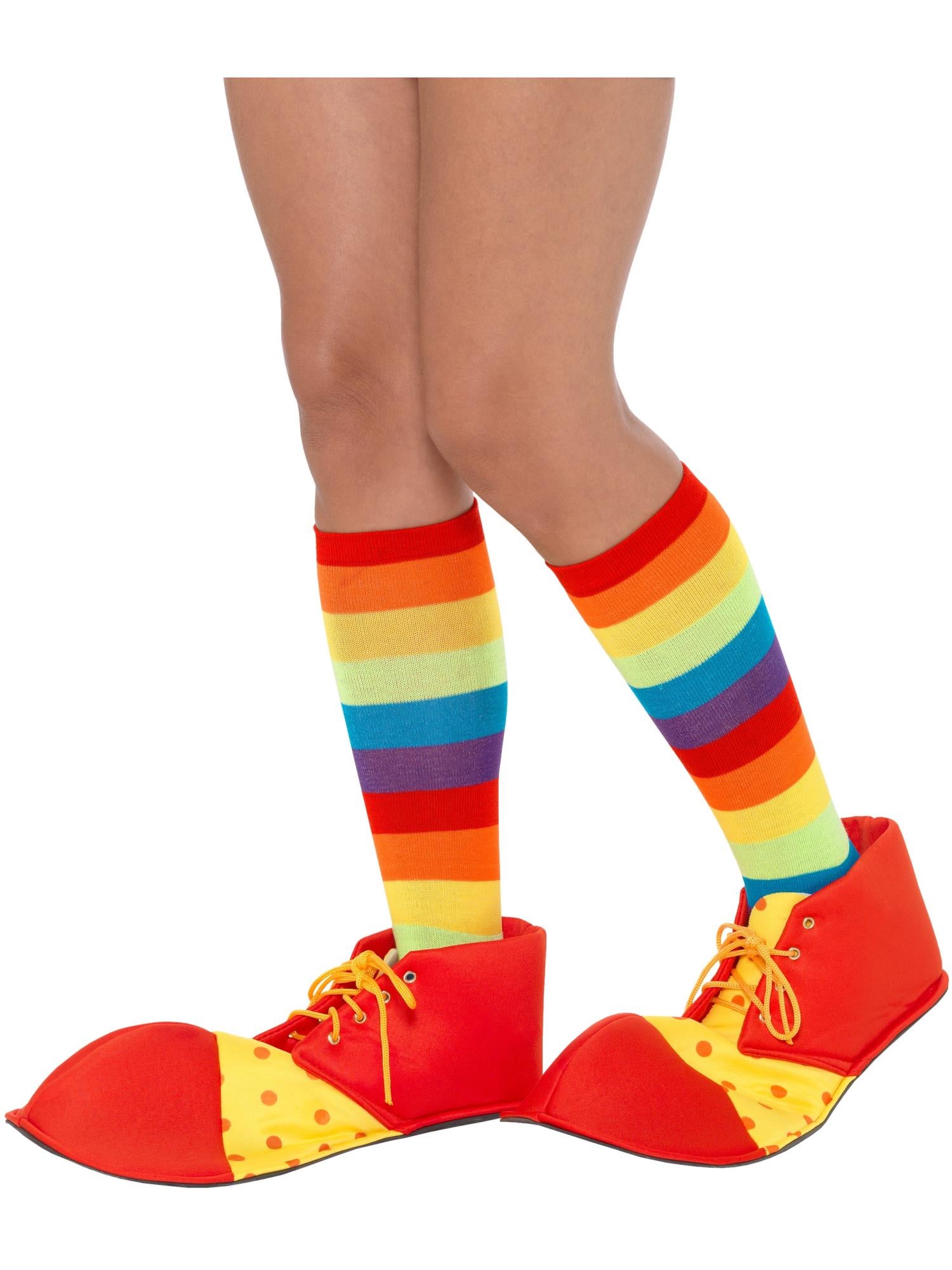 Gepunktete Clown-Überschuhe, rot und gelb