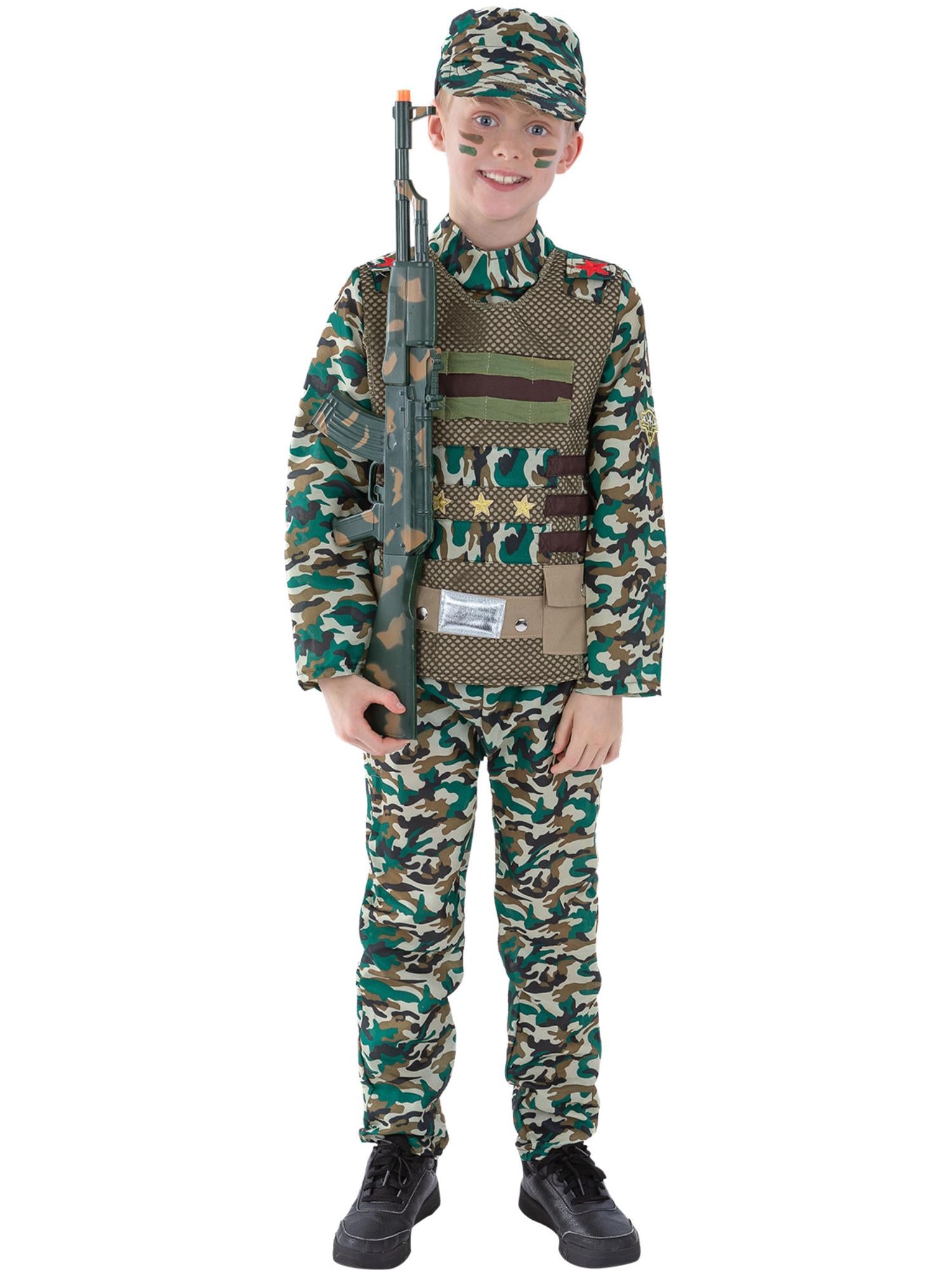 Camouflage Military Boy Costume, Green