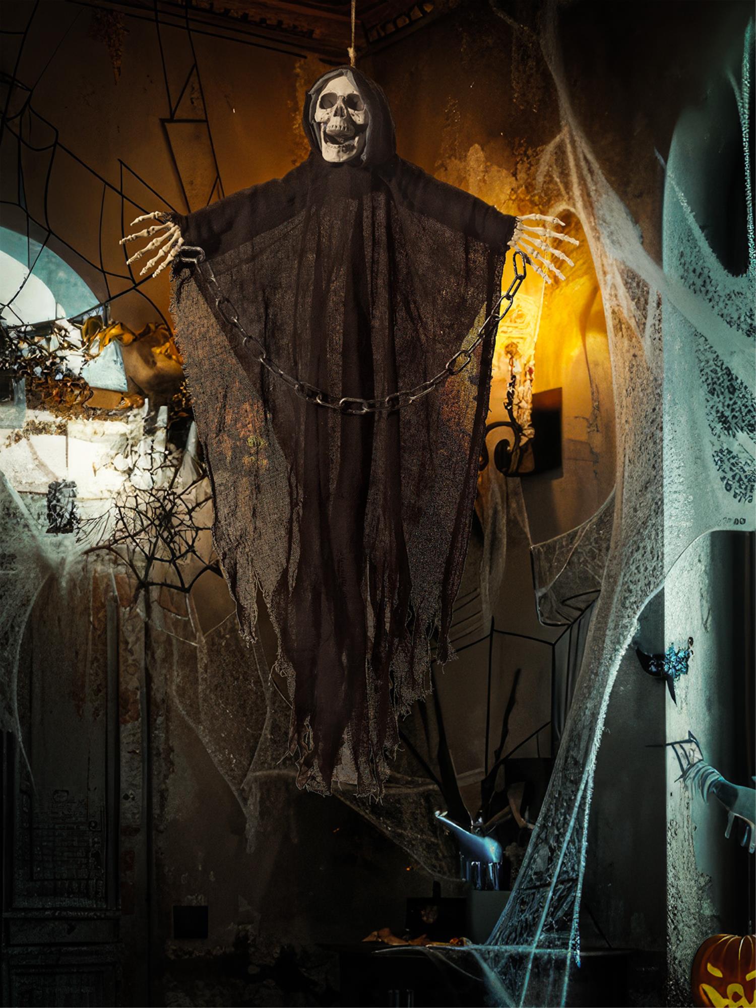 Hanging Reaper Skeleton Decoration, Black