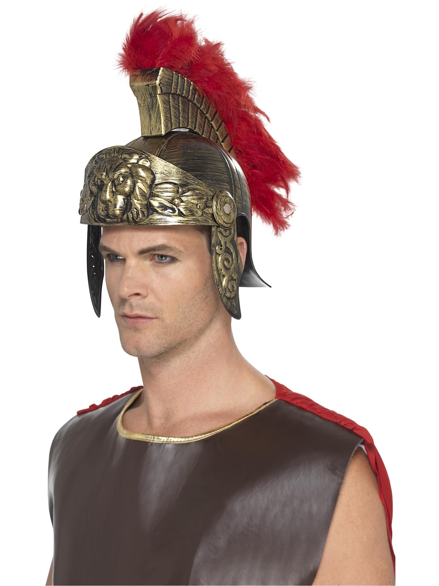 Roman Spartan Helmet, Gold & Red