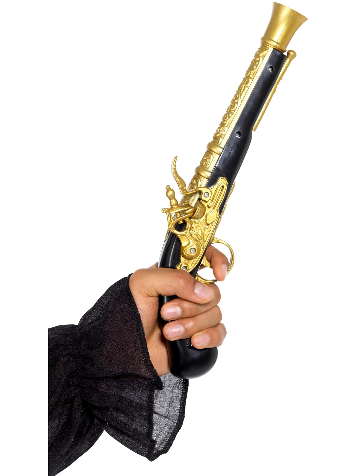 Realistic Pirate Blunderbuss Pistol, Black & Gold