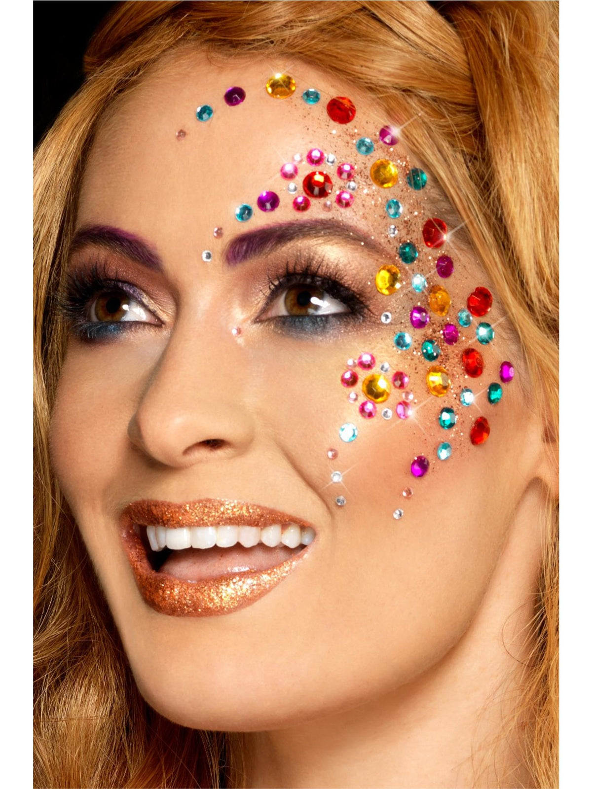 Smiffys Make-Up FX, Rainbow Jewel Face Gems, Multi