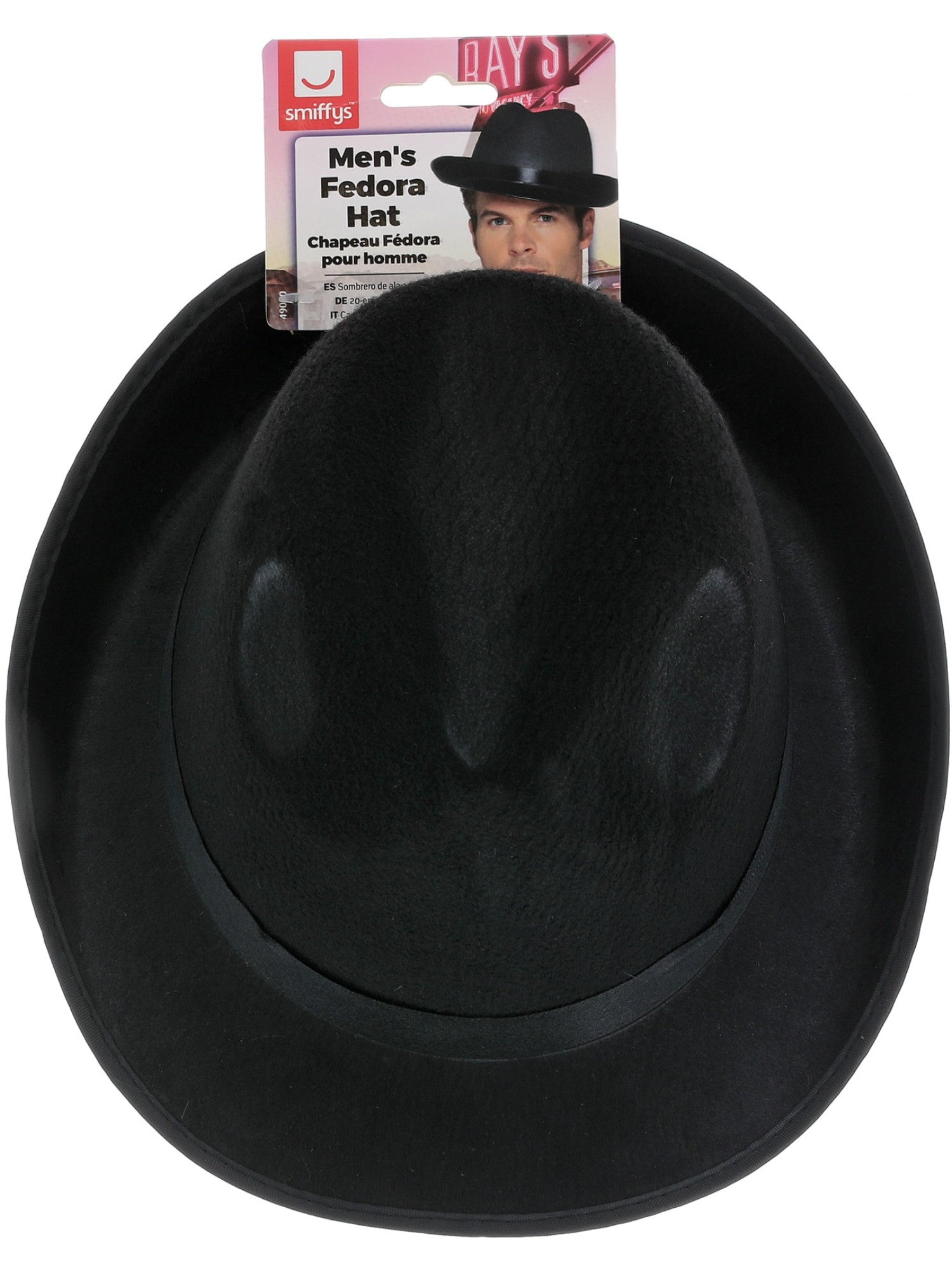 20s Wide Brim Fedora Hat, Black