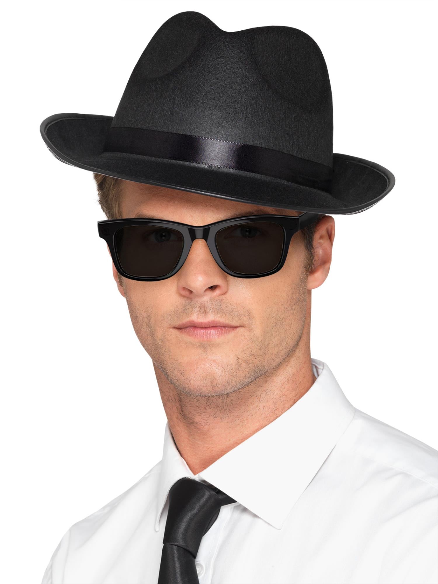 20s Wide Brim Fedora Hat, Black