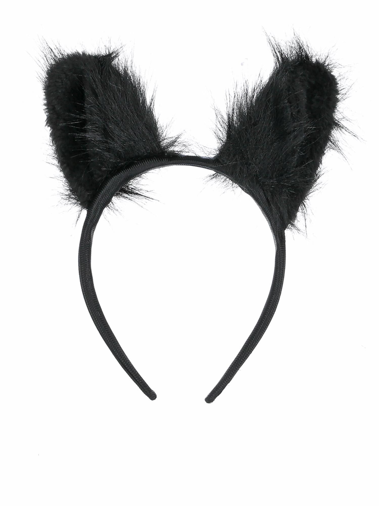 Long Pile Fur Cat Ears, Black