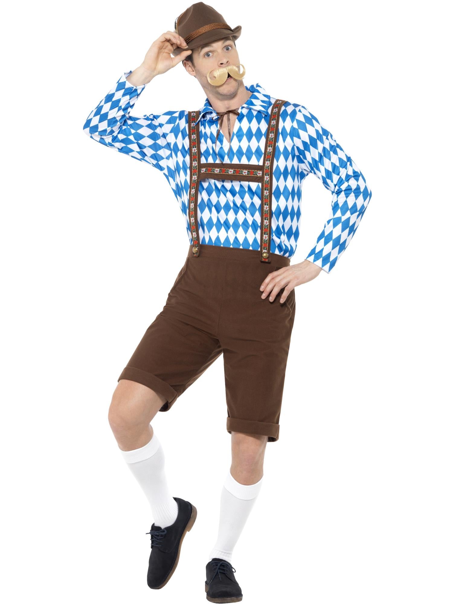 Bavarian Beer Man Costume, Blue & Brown