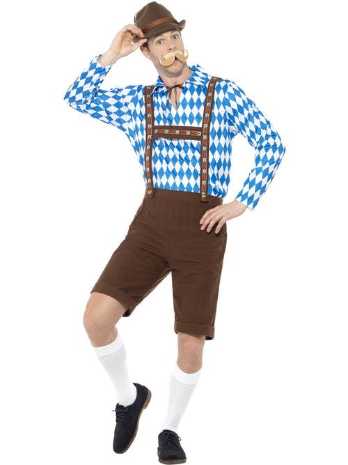 Bavarian Beer Man Costume, Blue & Brown