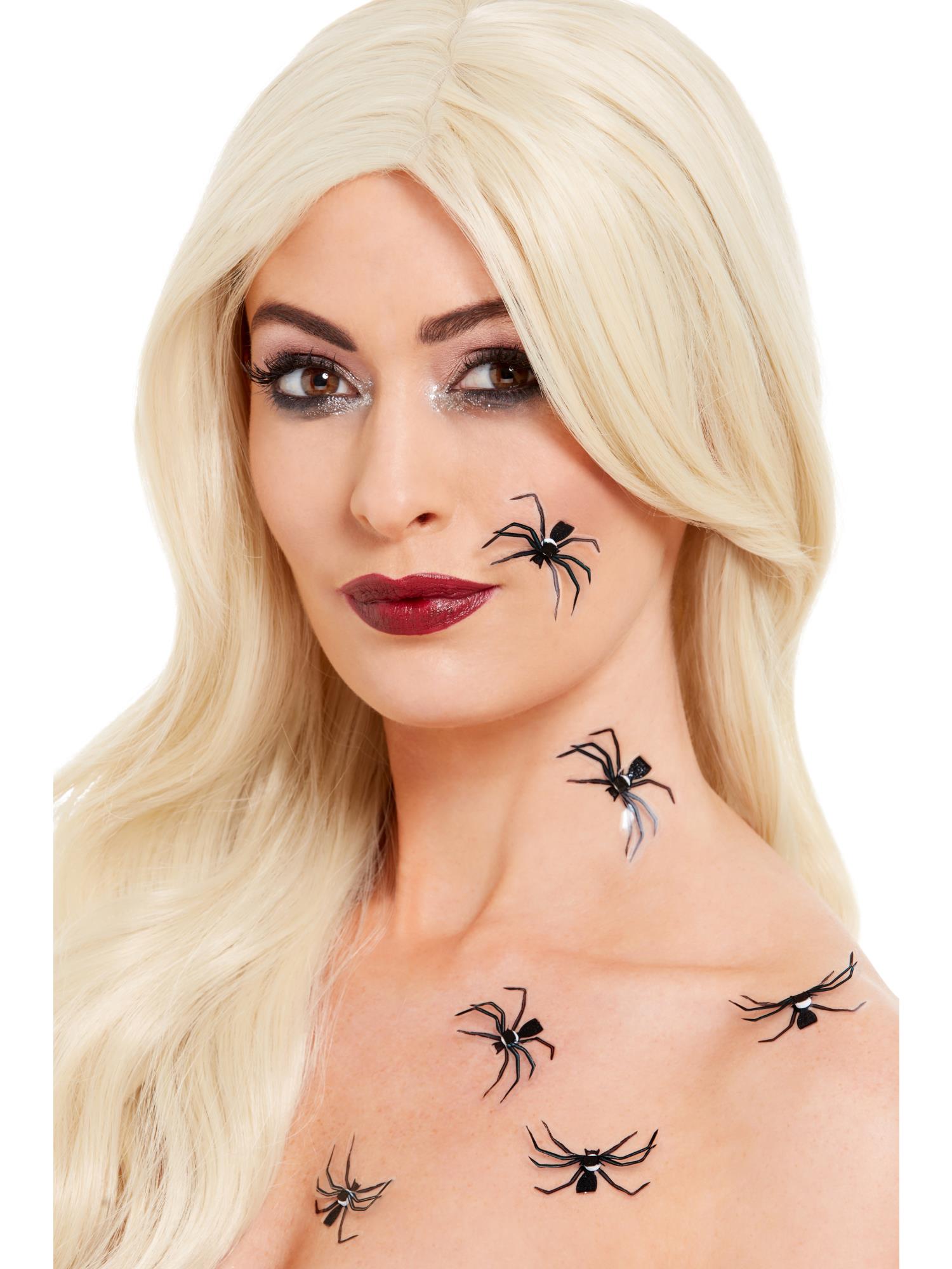 Smiffys Make-Up FX, 3D Spider Stickers, Black