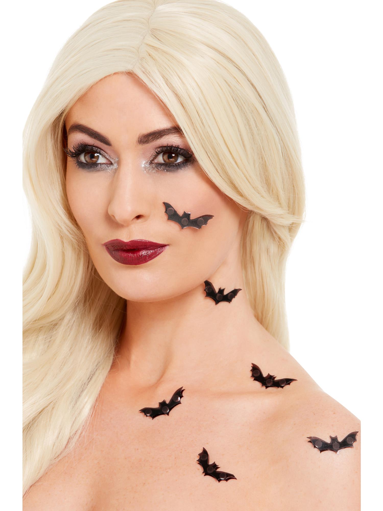 Smiffys Make-Up FX, 3D Bat Stickers, Black