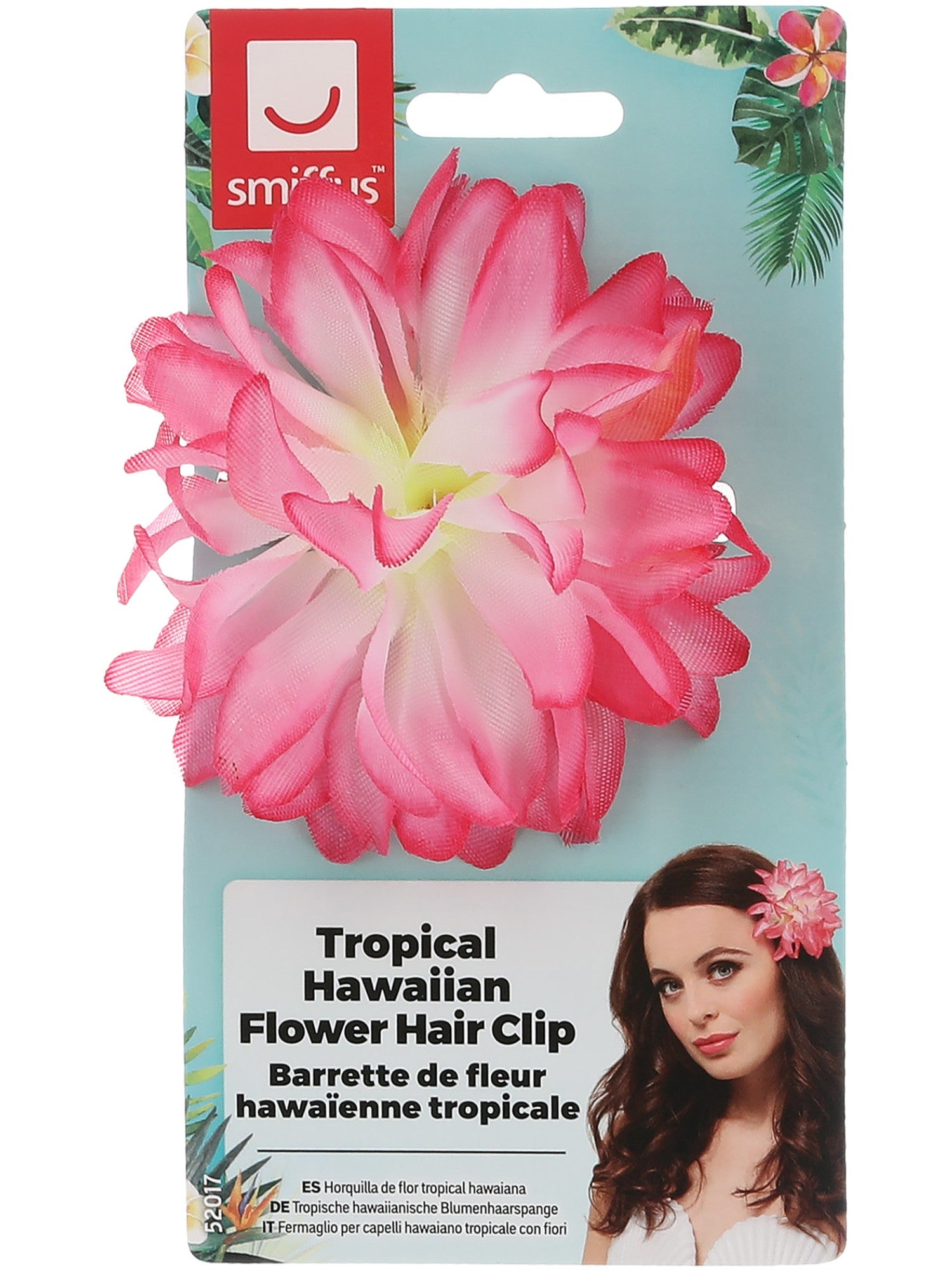 Tropical Hawaiian Flower Hair Clip, Pink