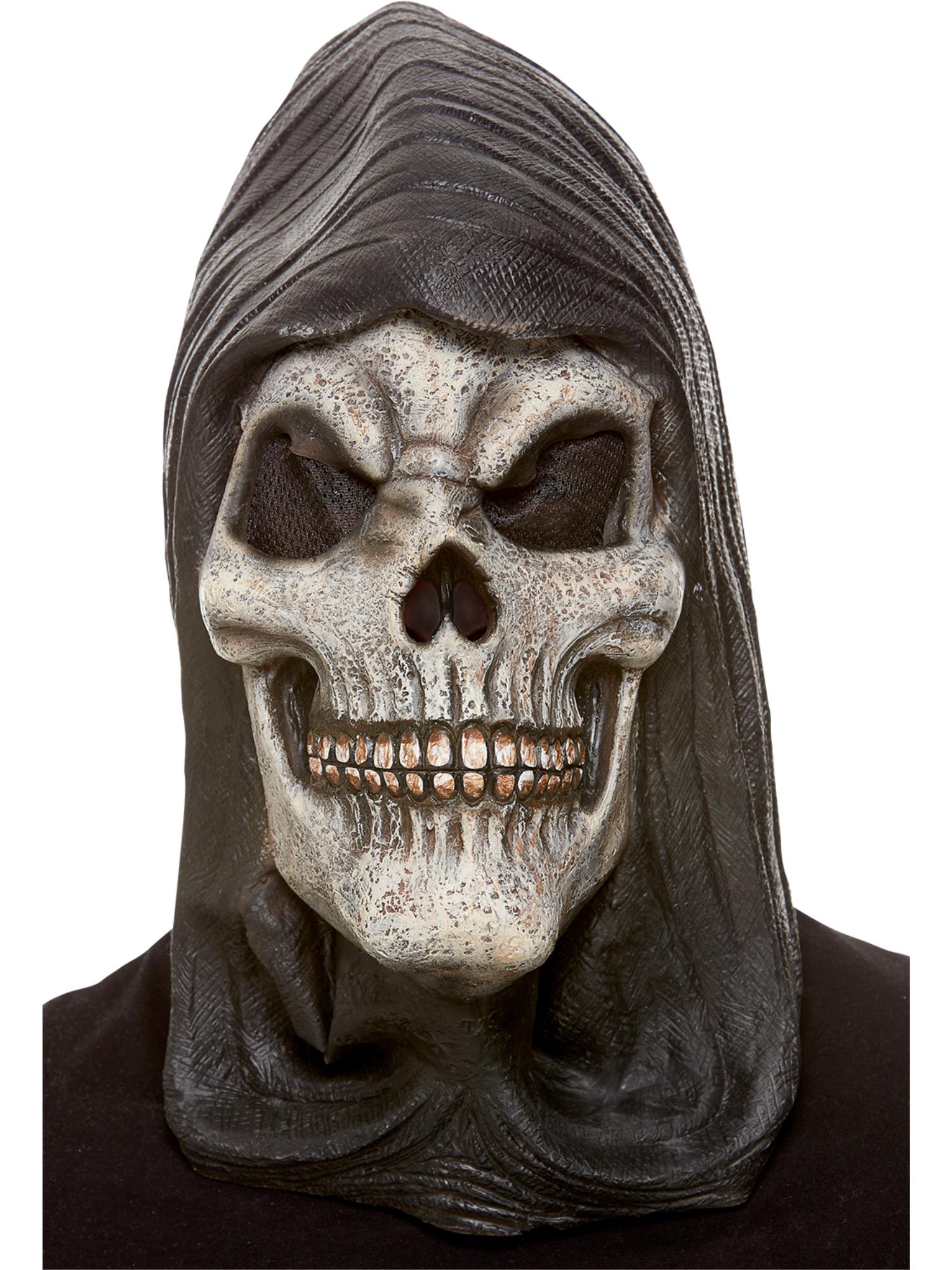 Latexmaske „Skelett mit Kapuze“, weiß