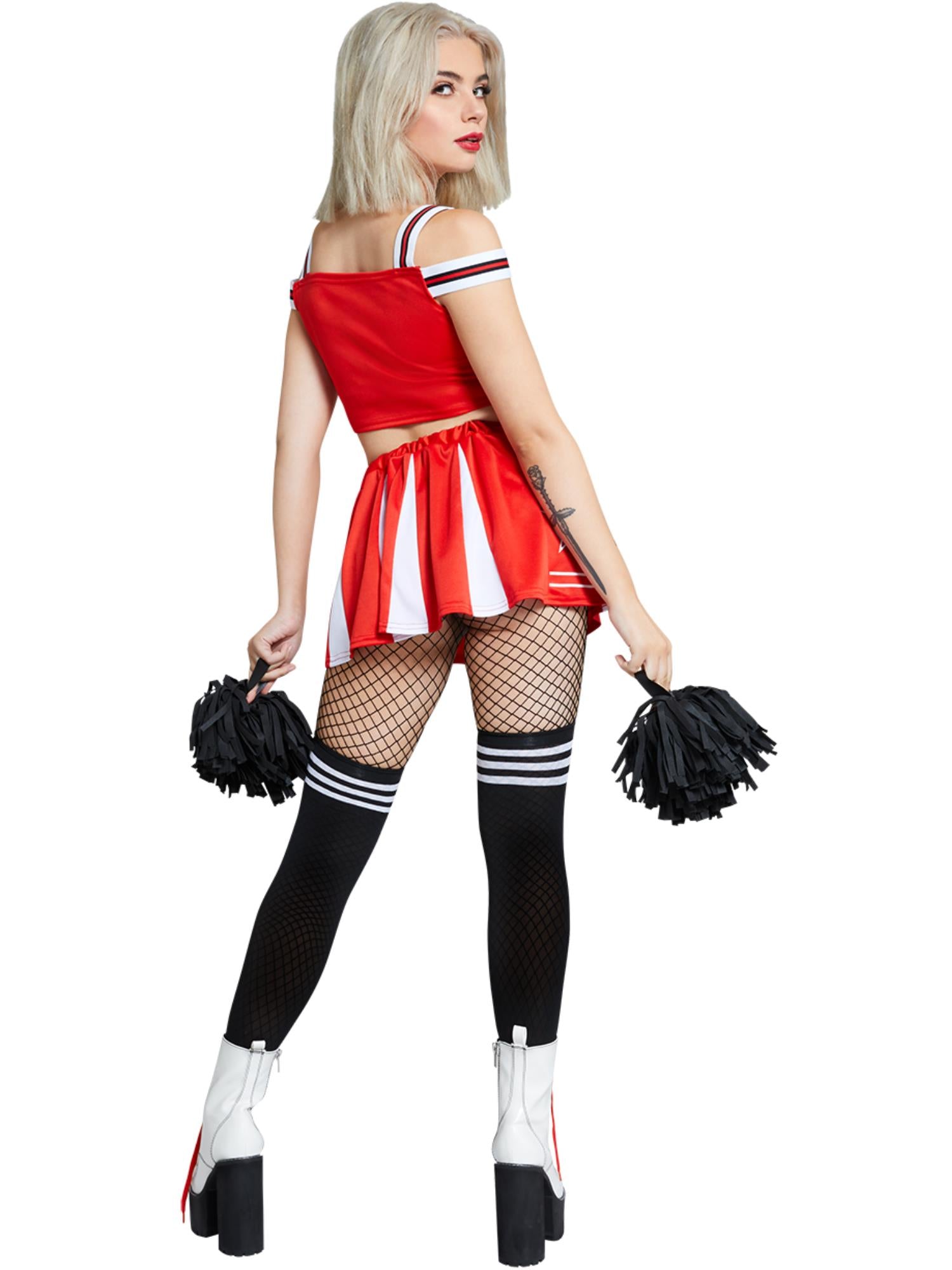 Fever Devil Cheerleader Costume, Red & White