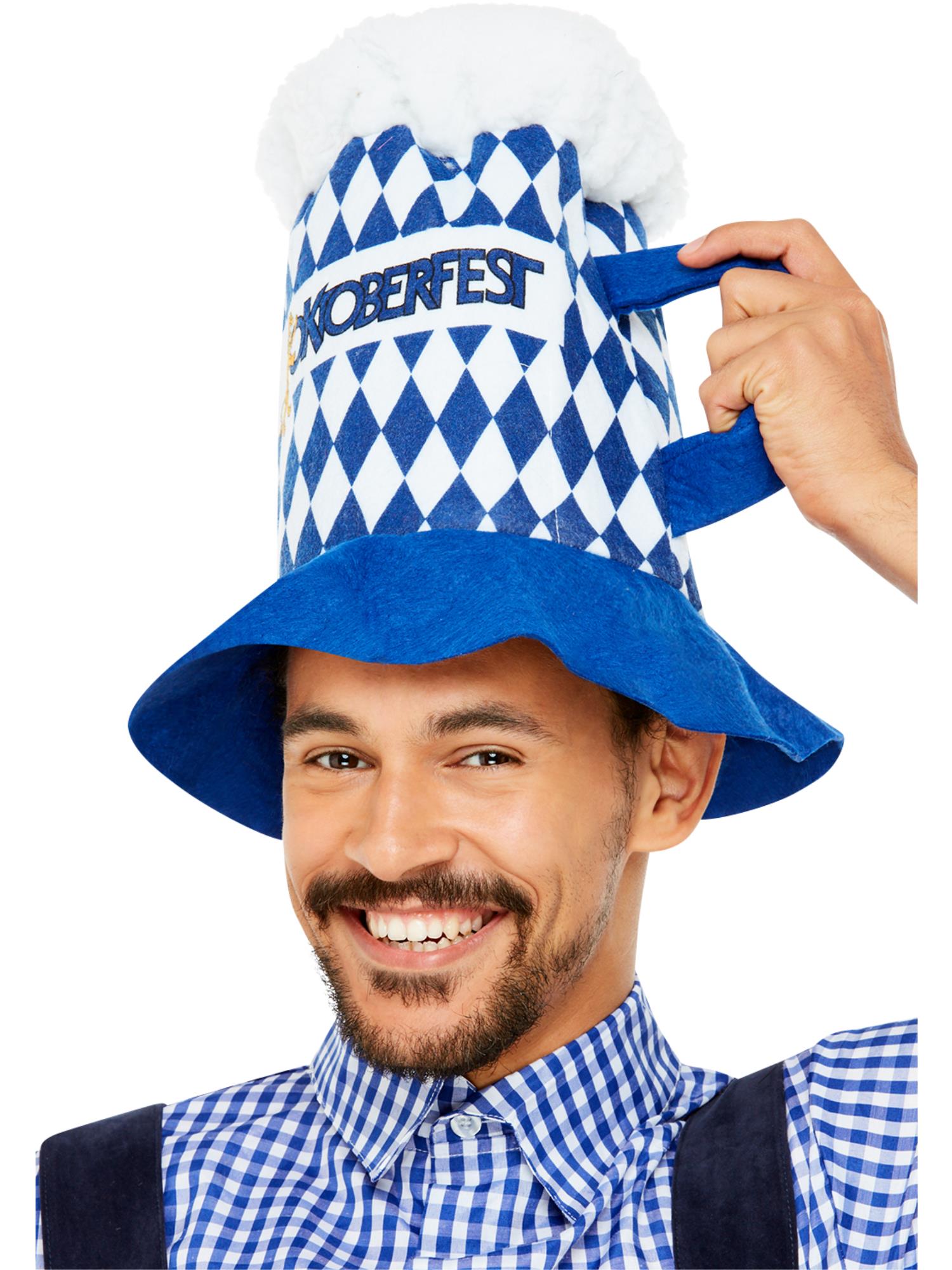 Bierfest-Bierhut, blau-weiß kariert