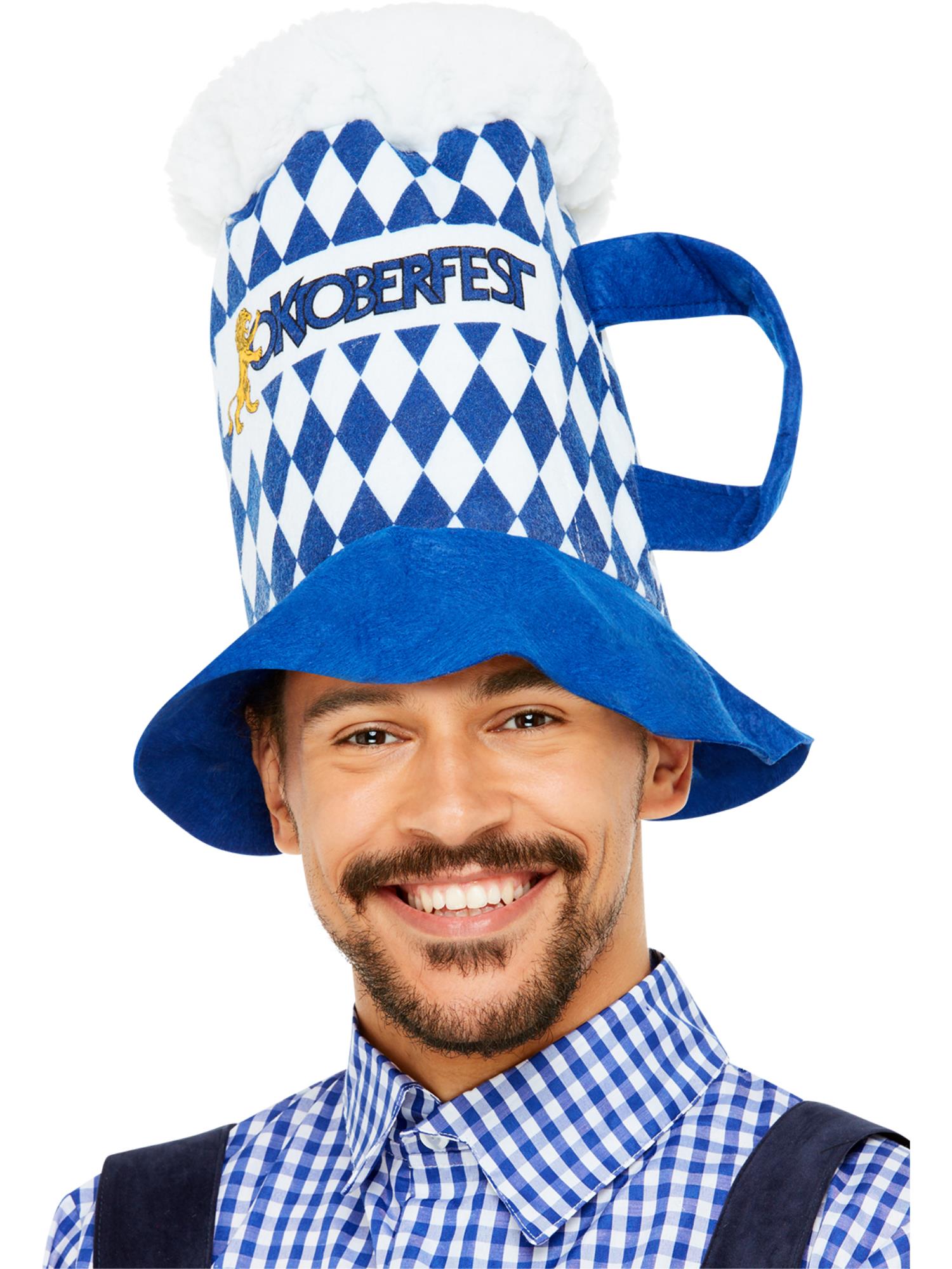 Bierfest-Bierhut, blau-weiß kariert