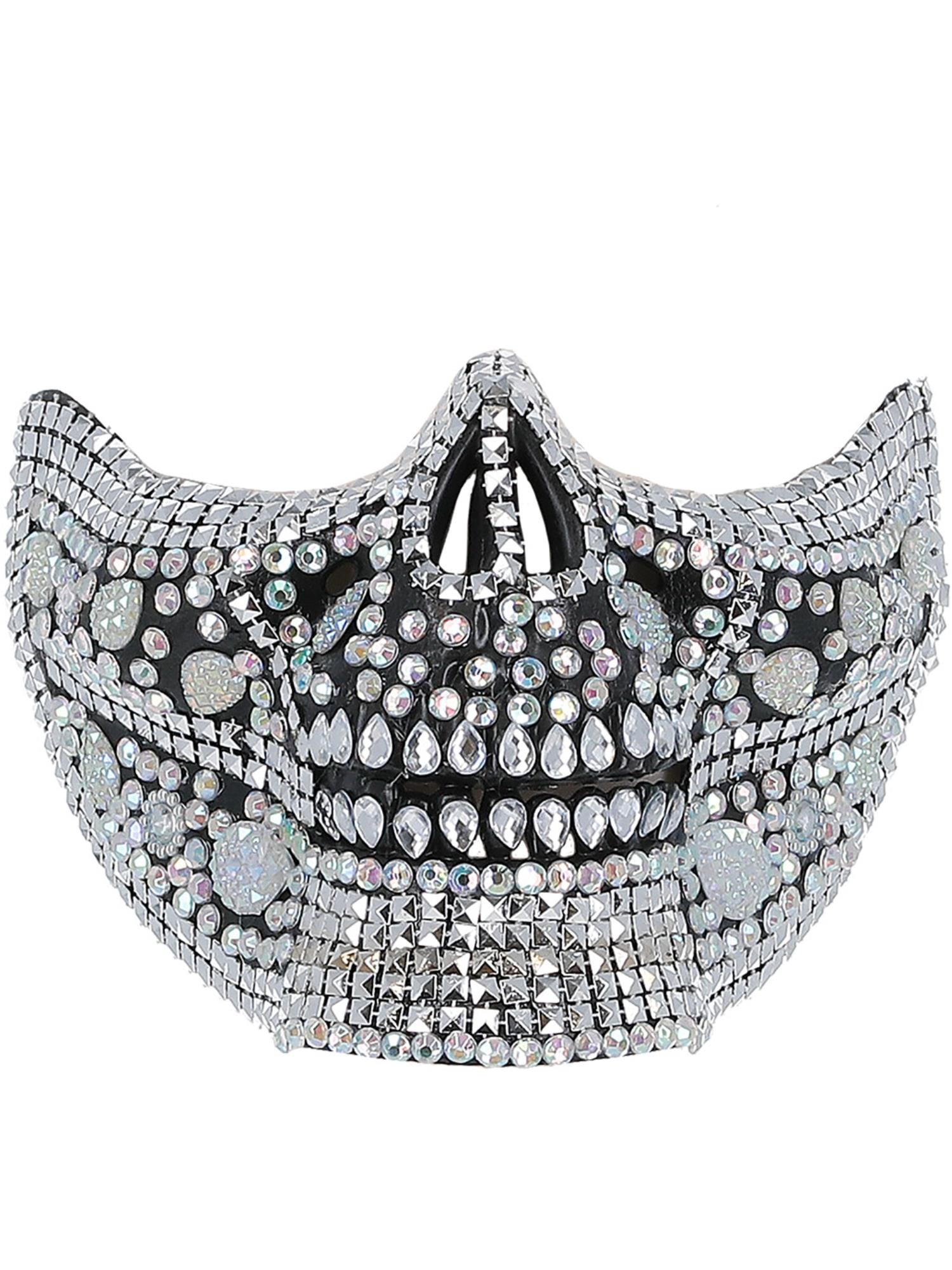 Luxe halfgezichtsmasker met kristallen schedel