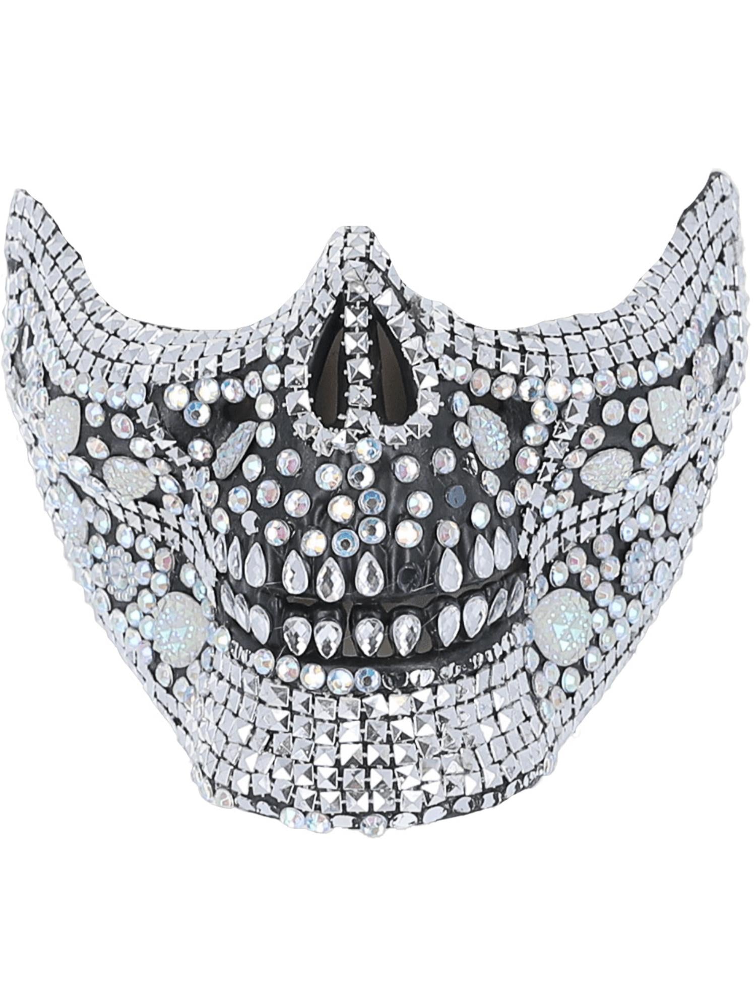 Luxe halfgezichtsmasker met kristallen schedel