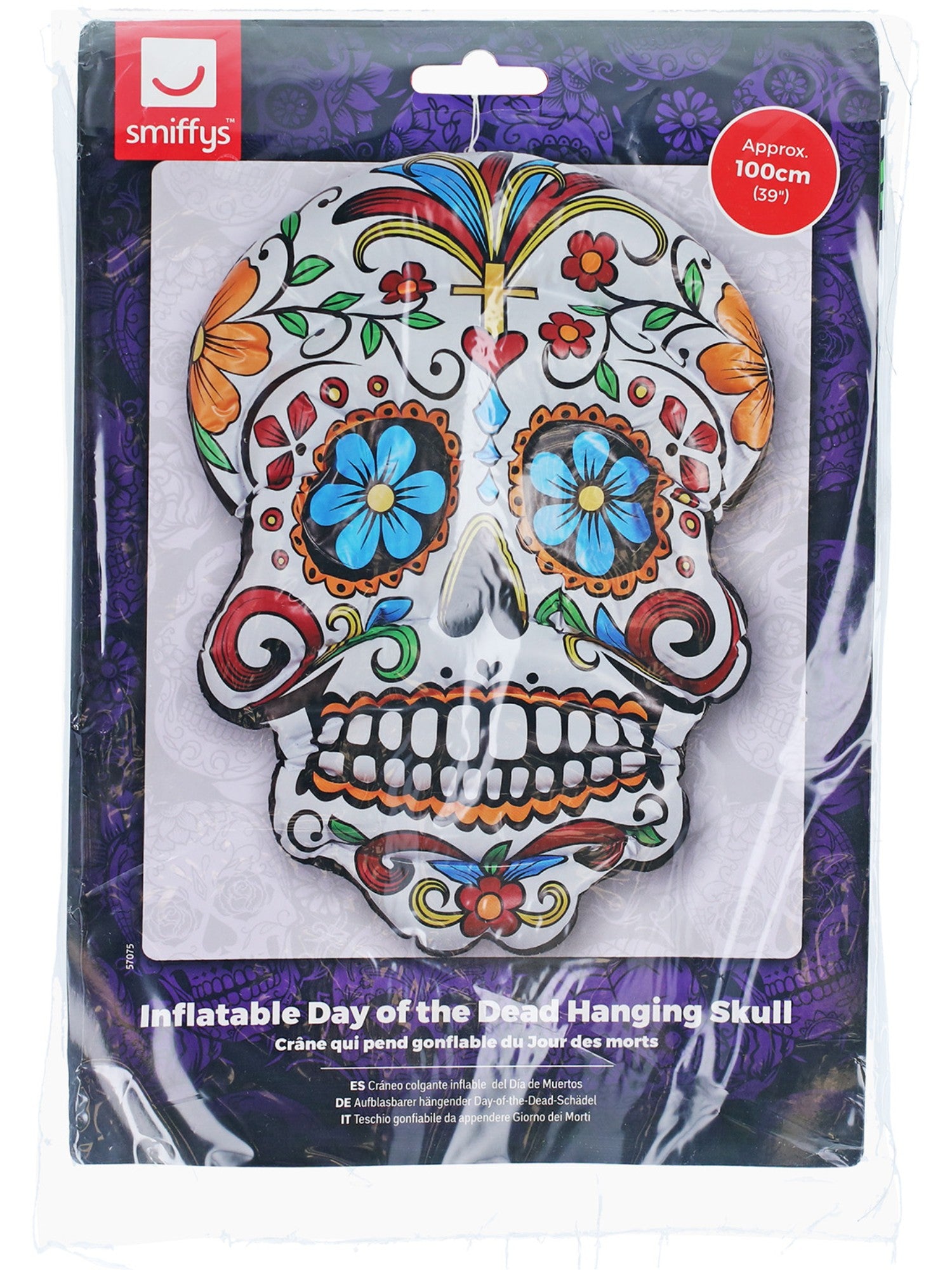 Inflatable Day of the Dead Hanging Skull, White