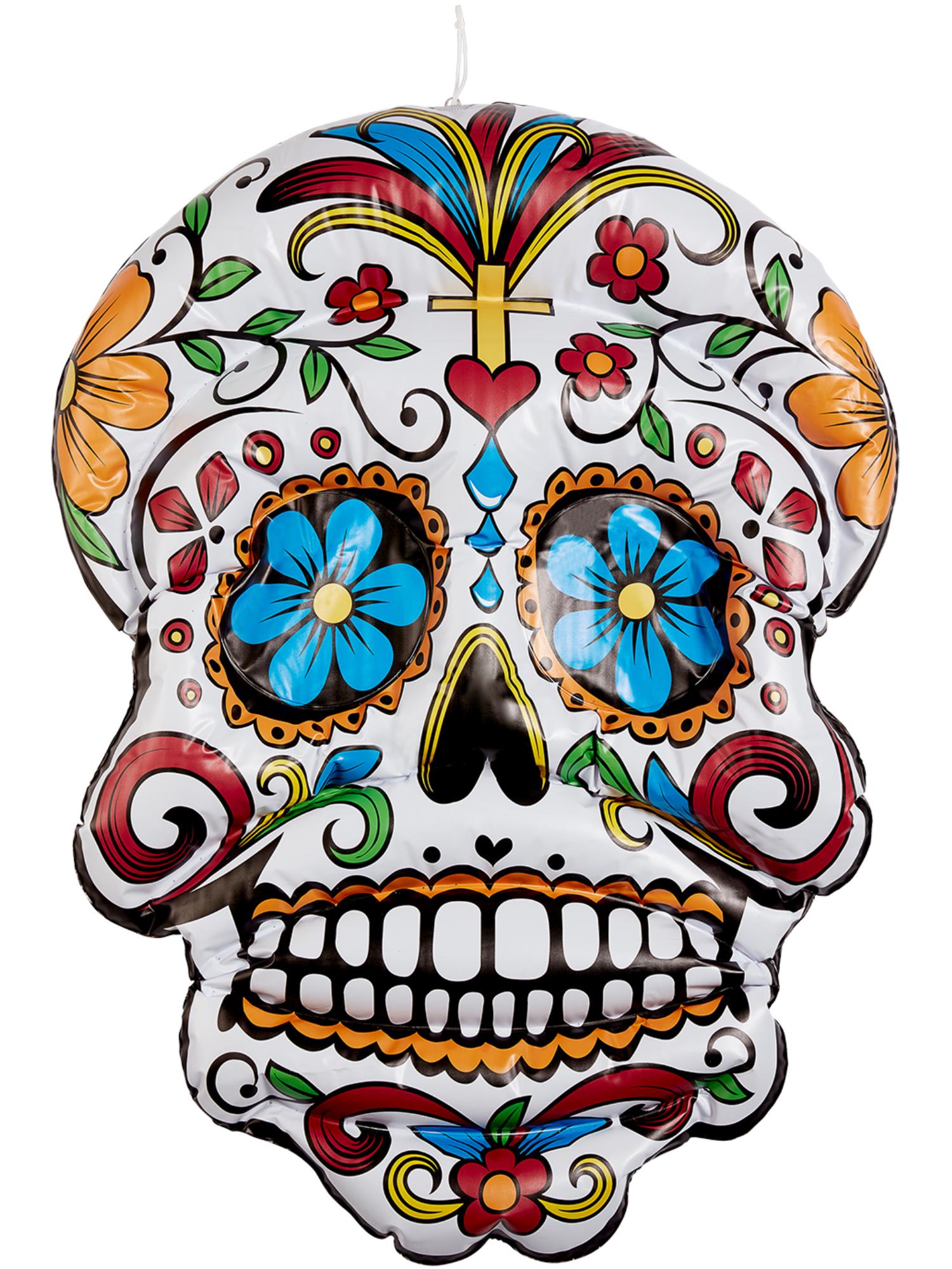 Inflatable Day of the Dead Hanging Skull, White