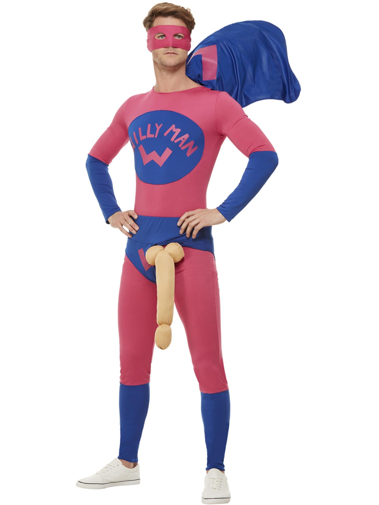 Willyman-Superheldenkostüm, rosa und blau