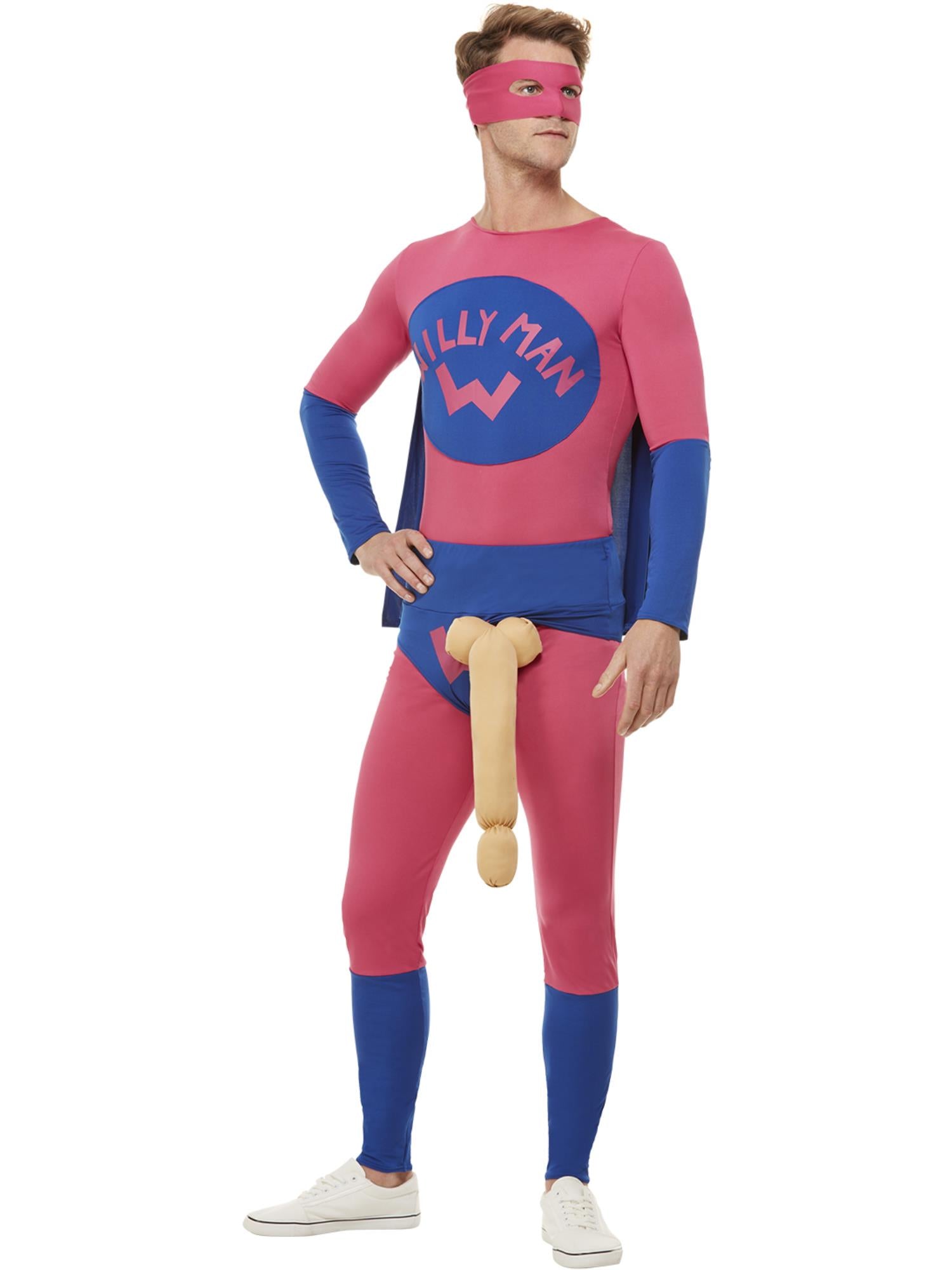 Willyman-Superheldenkostüm, rosa und blau