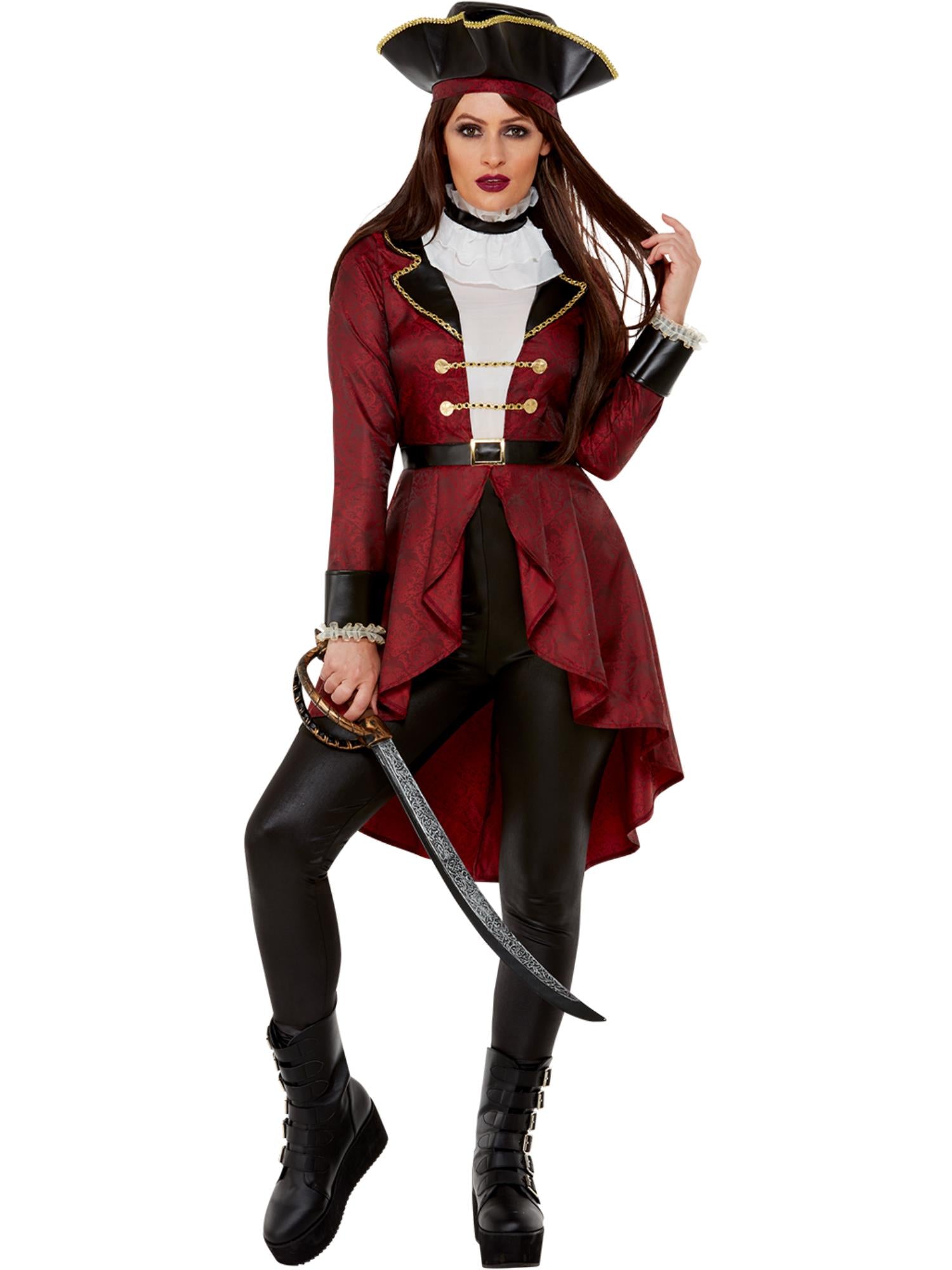 Deluxe Swashbuckler Pirate Costume, Burgundy