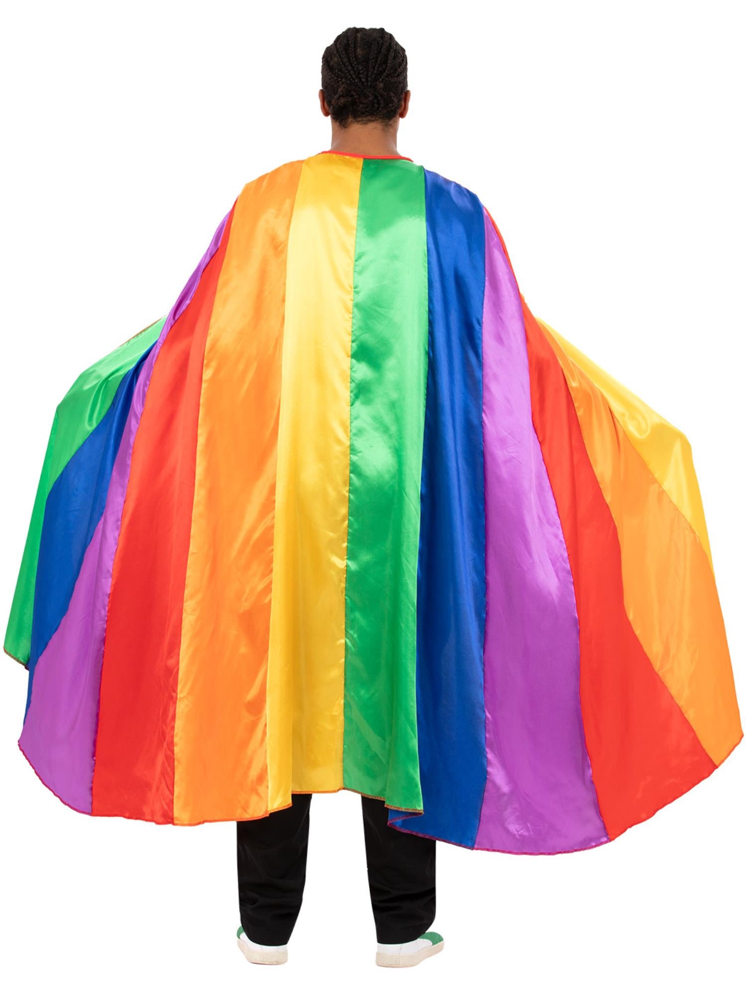 Regenboogkleurige satijnen cape