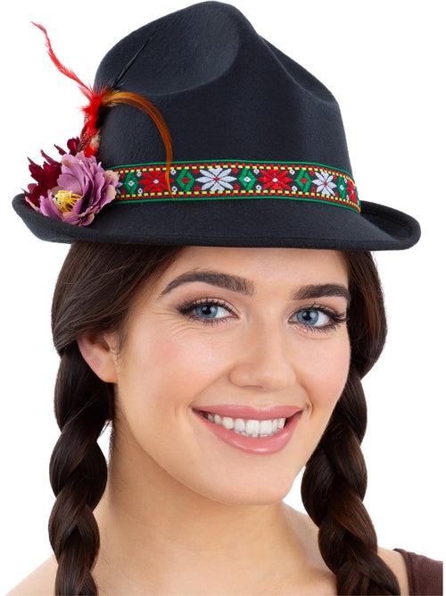 Dirndl Trenker Hat, with Feathers & Flowers