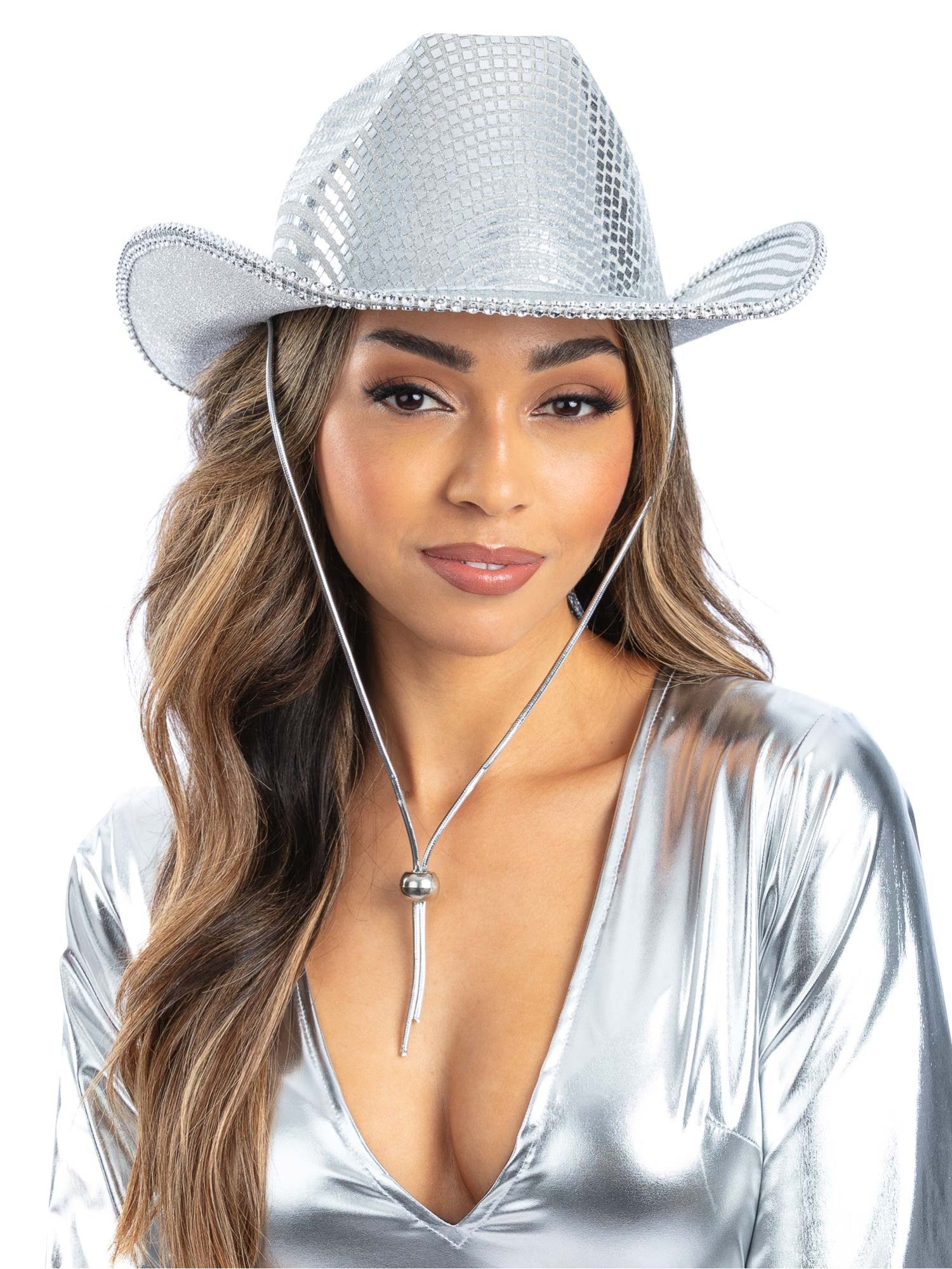 Zilveren discobal-cowboyhoed