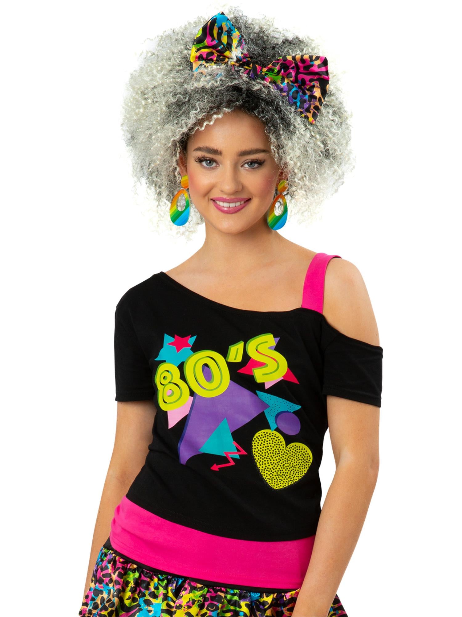 80s Off the Shoulder T-Shirt, Printed