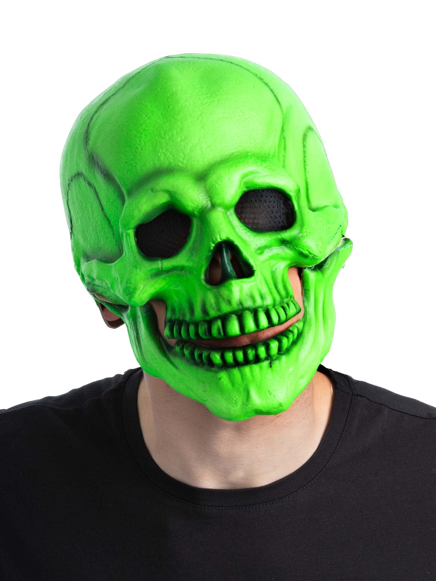 Grüne UV-Schwarzlicht-Skelett-Latexmaske