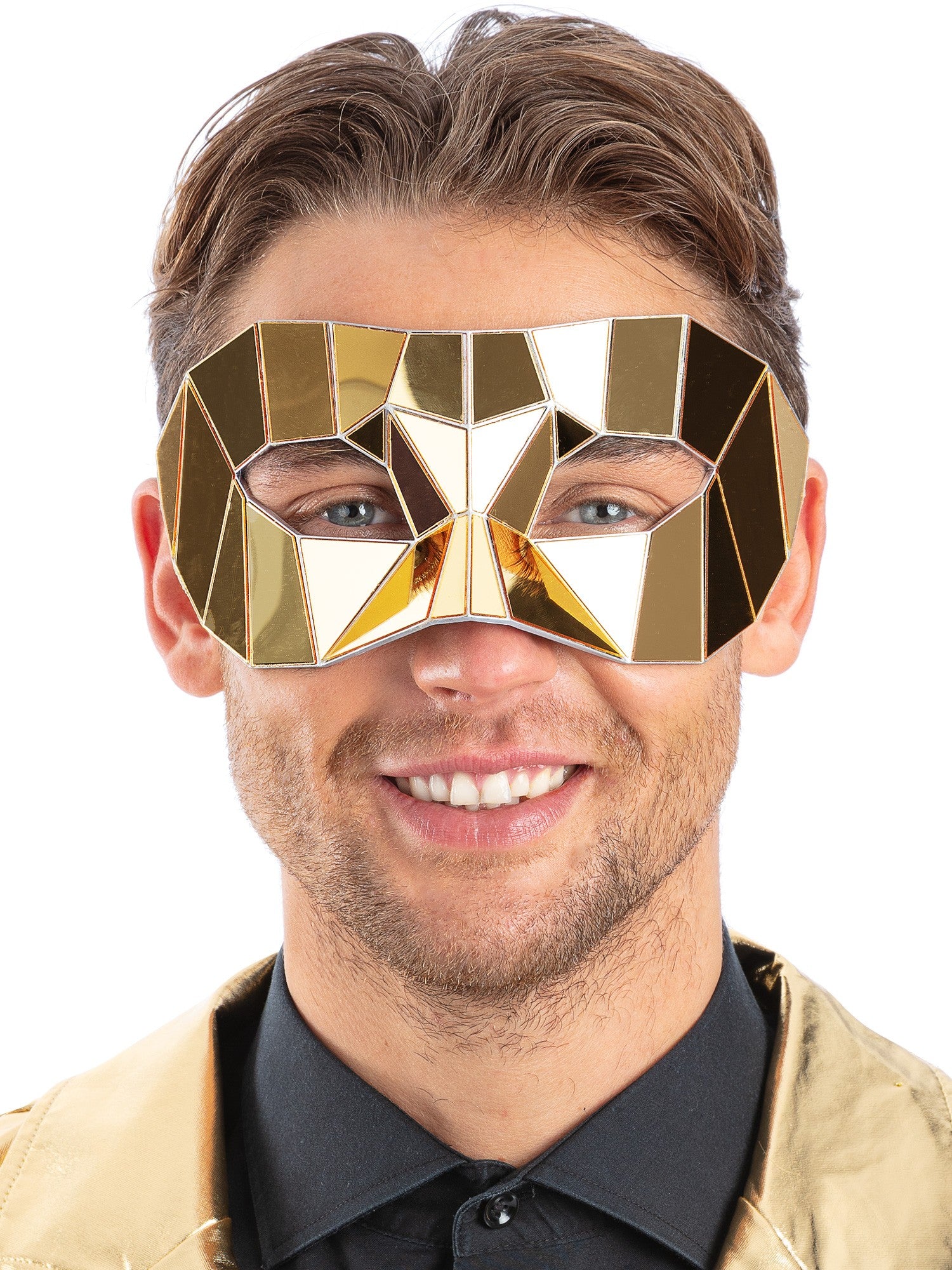 Goldfarbene, verspiegelte Masken-Augenmaske
