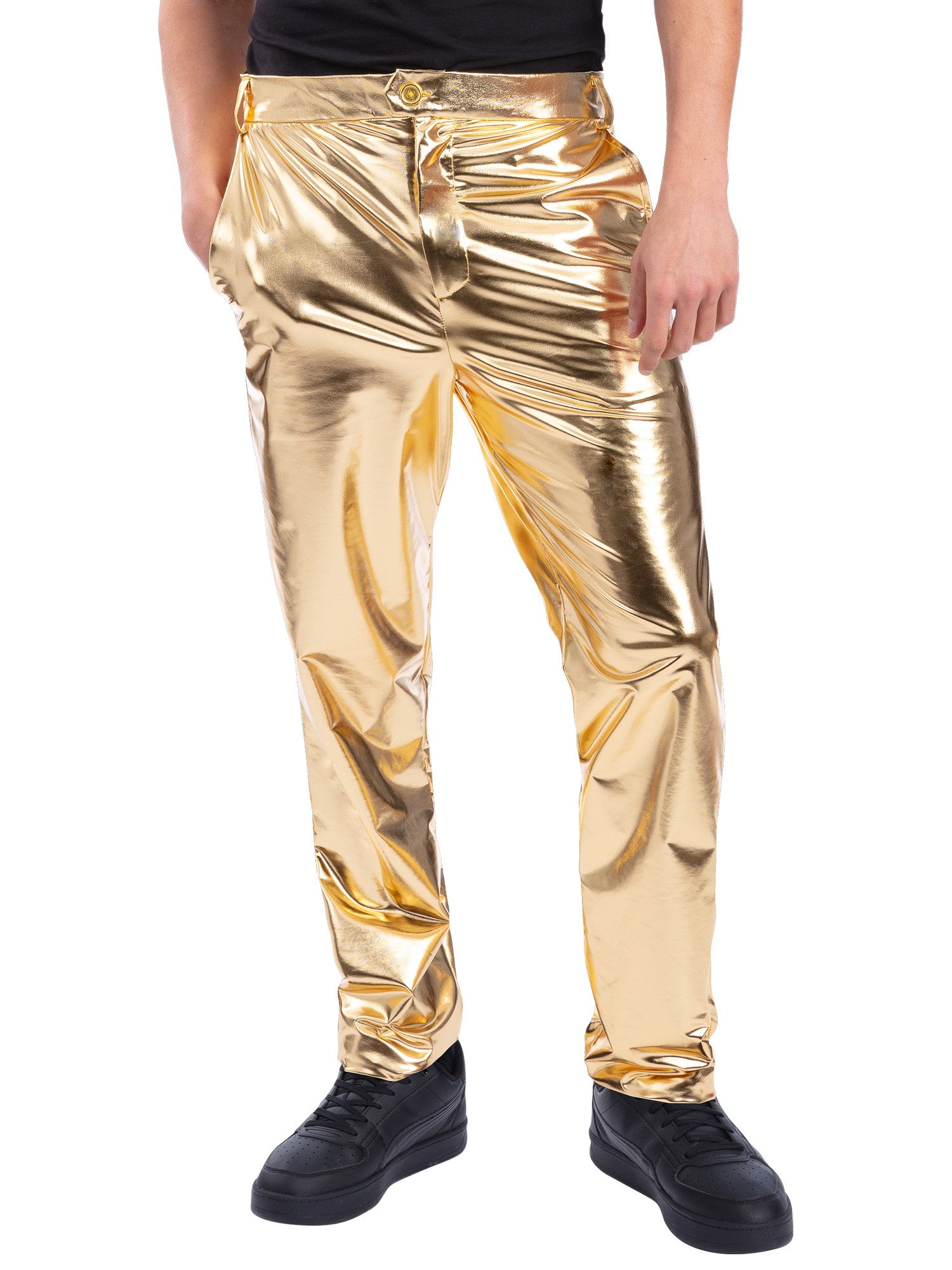 24-karaats gouden broek, metallic goud