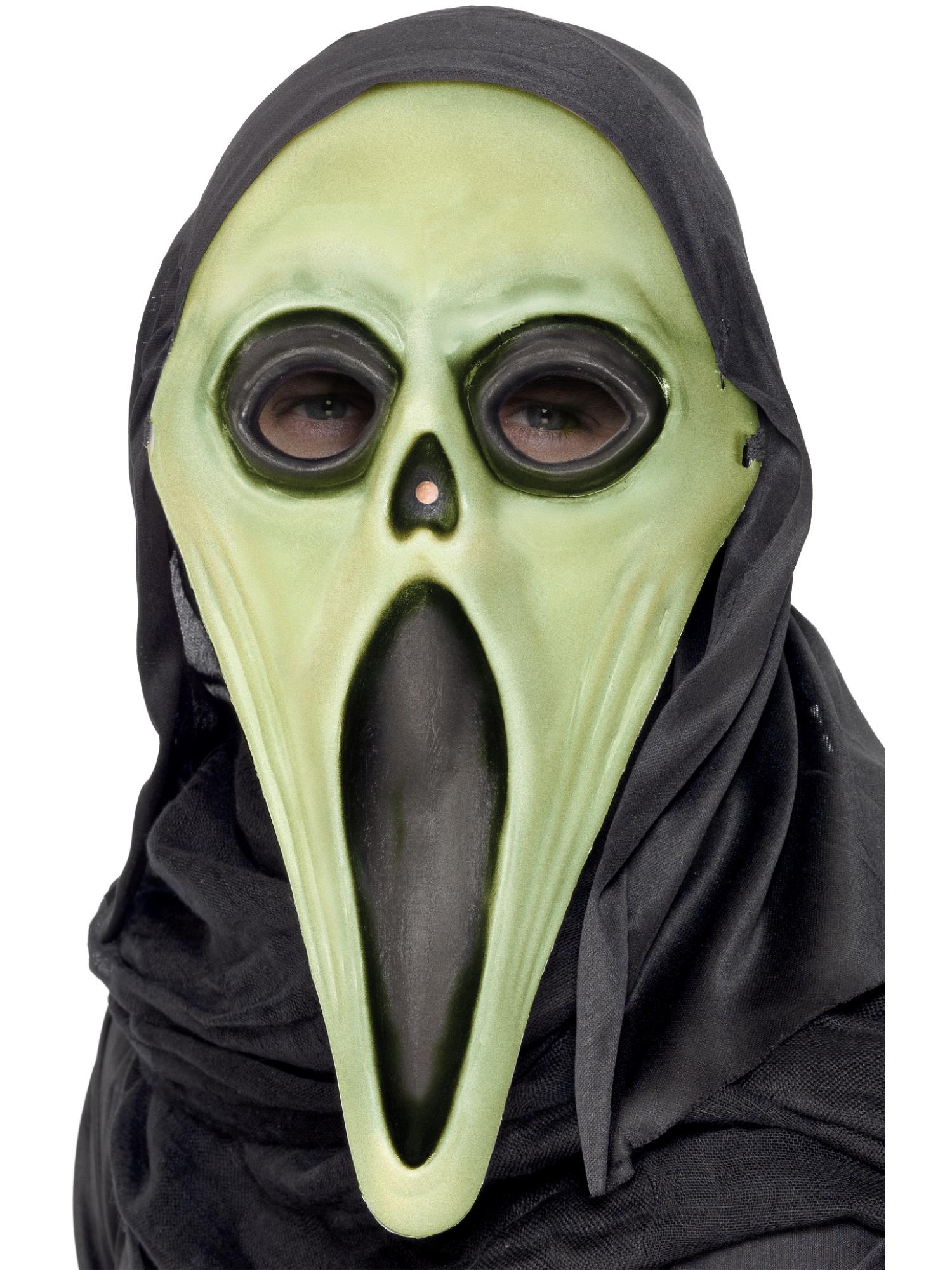 Glow in the Dark Screamer Mask, Black & White