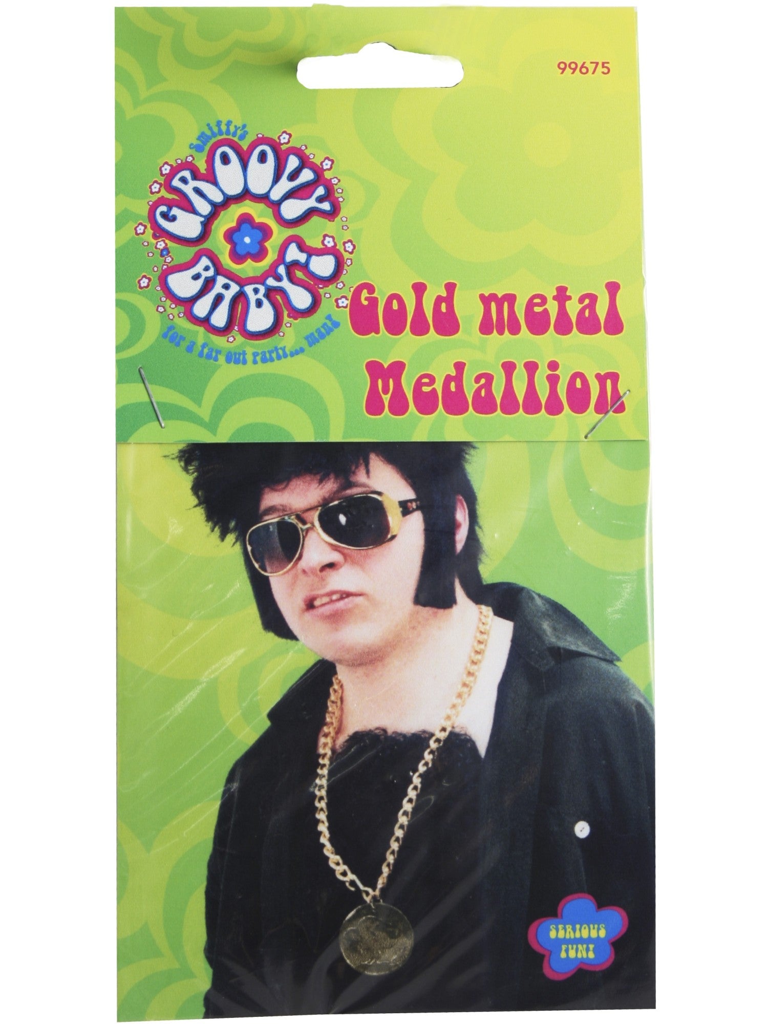 Gold Metal Medallion On Chain, Gold