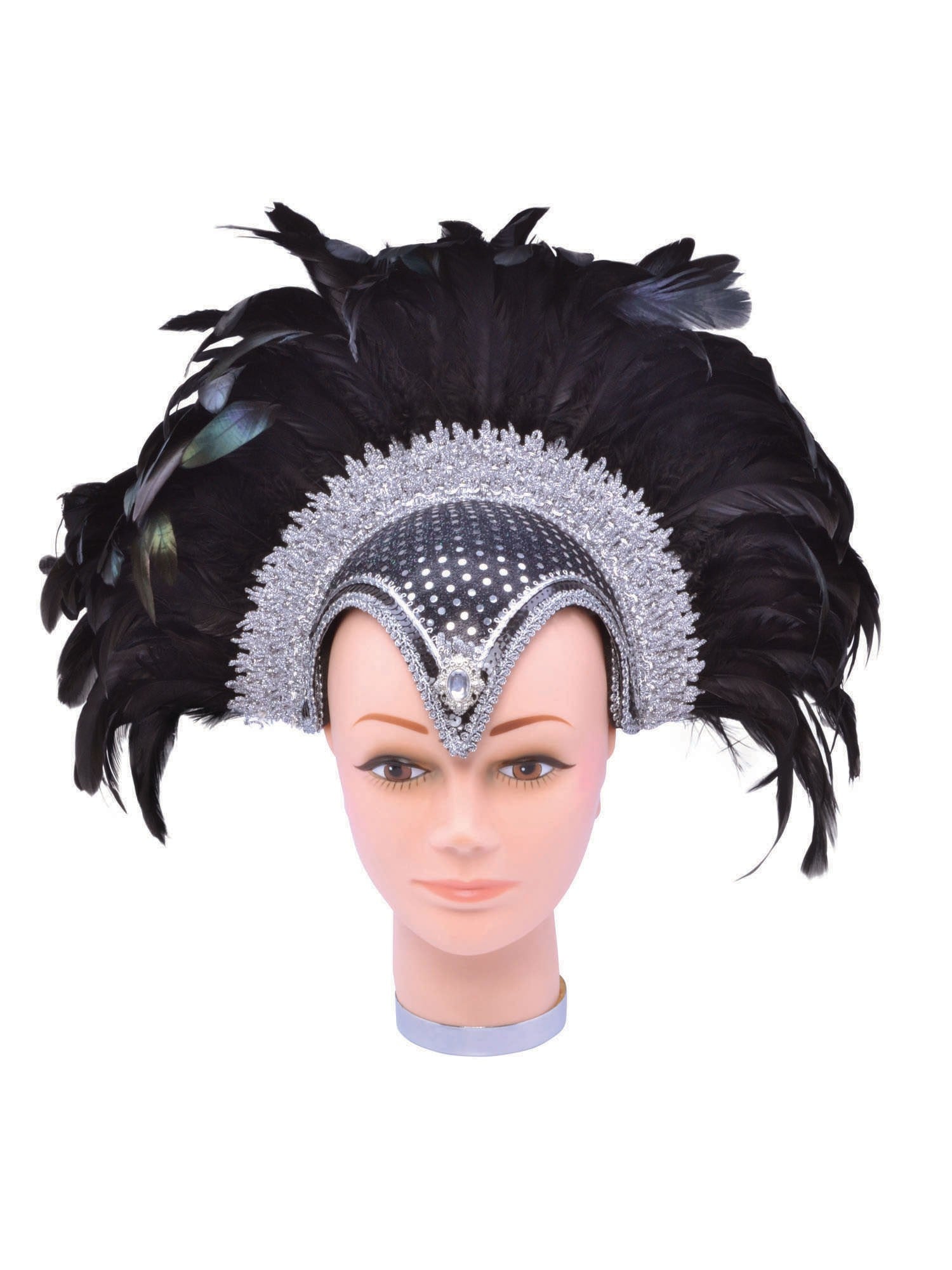 Feder-Kopfschmuck Schwarzes Juwel und Feder
