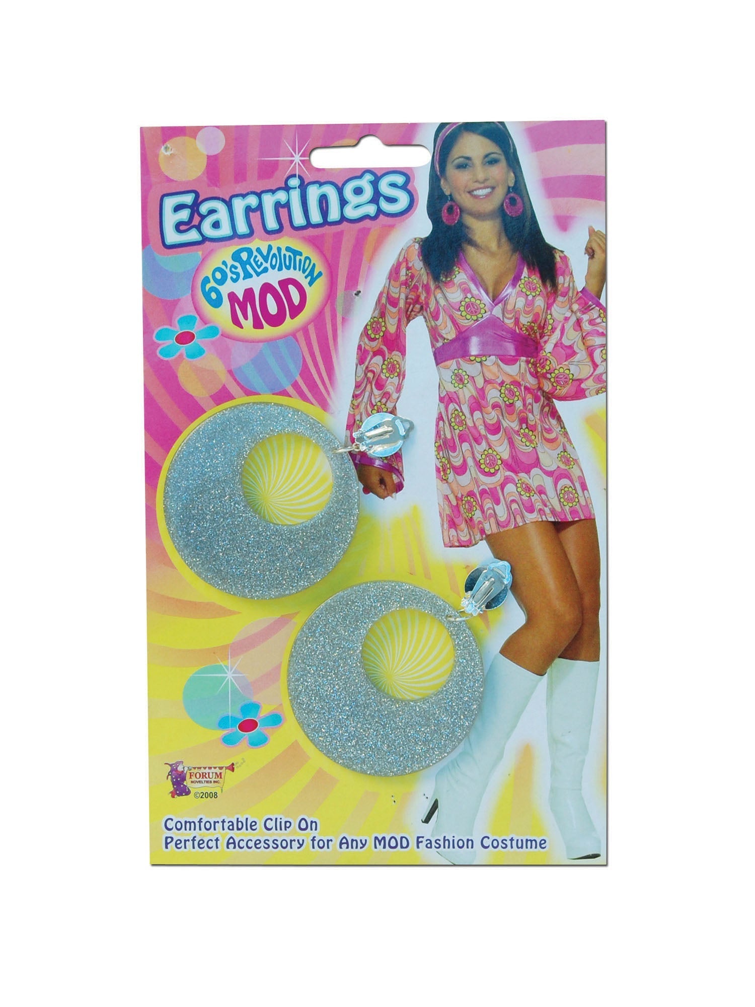 Silver Mod Glitter Earrings
