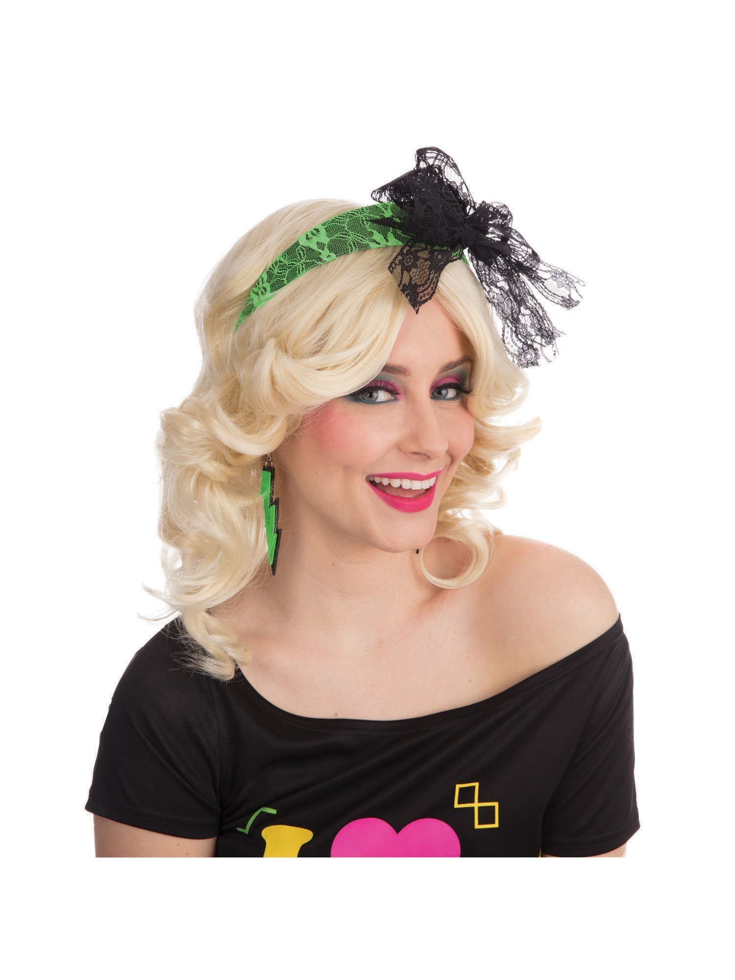 80's Neon Lace Headband - Green