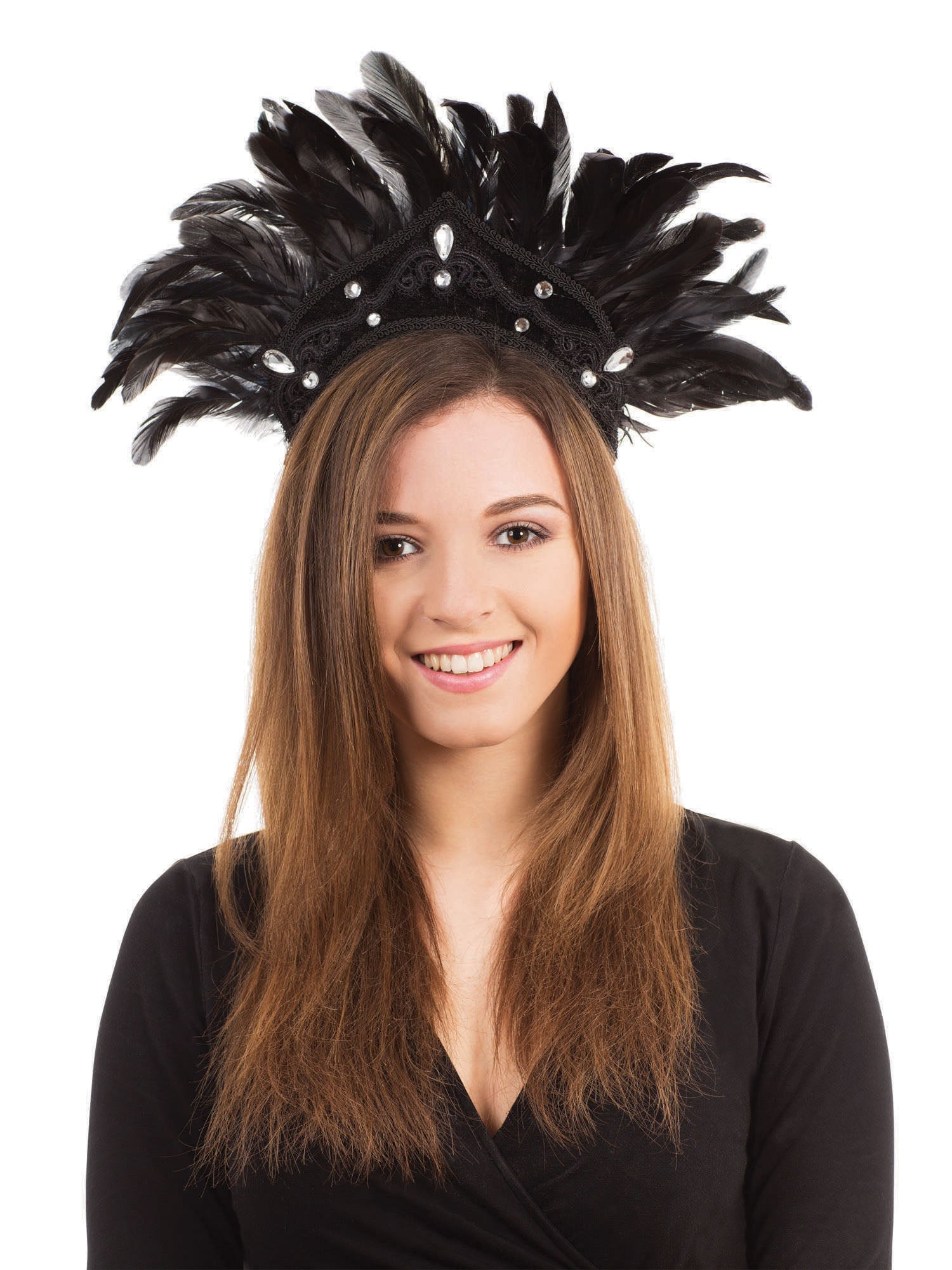 Carnaval Hoofdtooi Zwart Veer