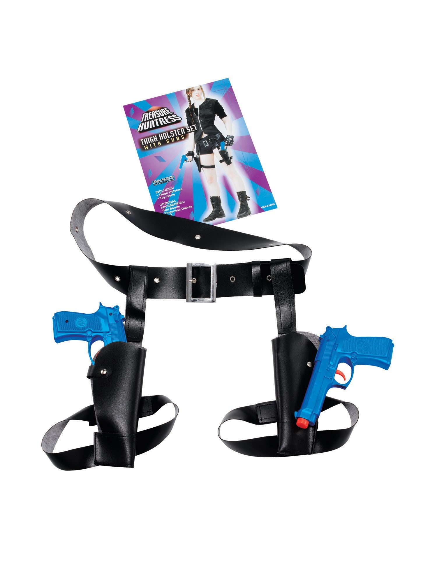 Set van twee holsters voor op de dij met pistolen